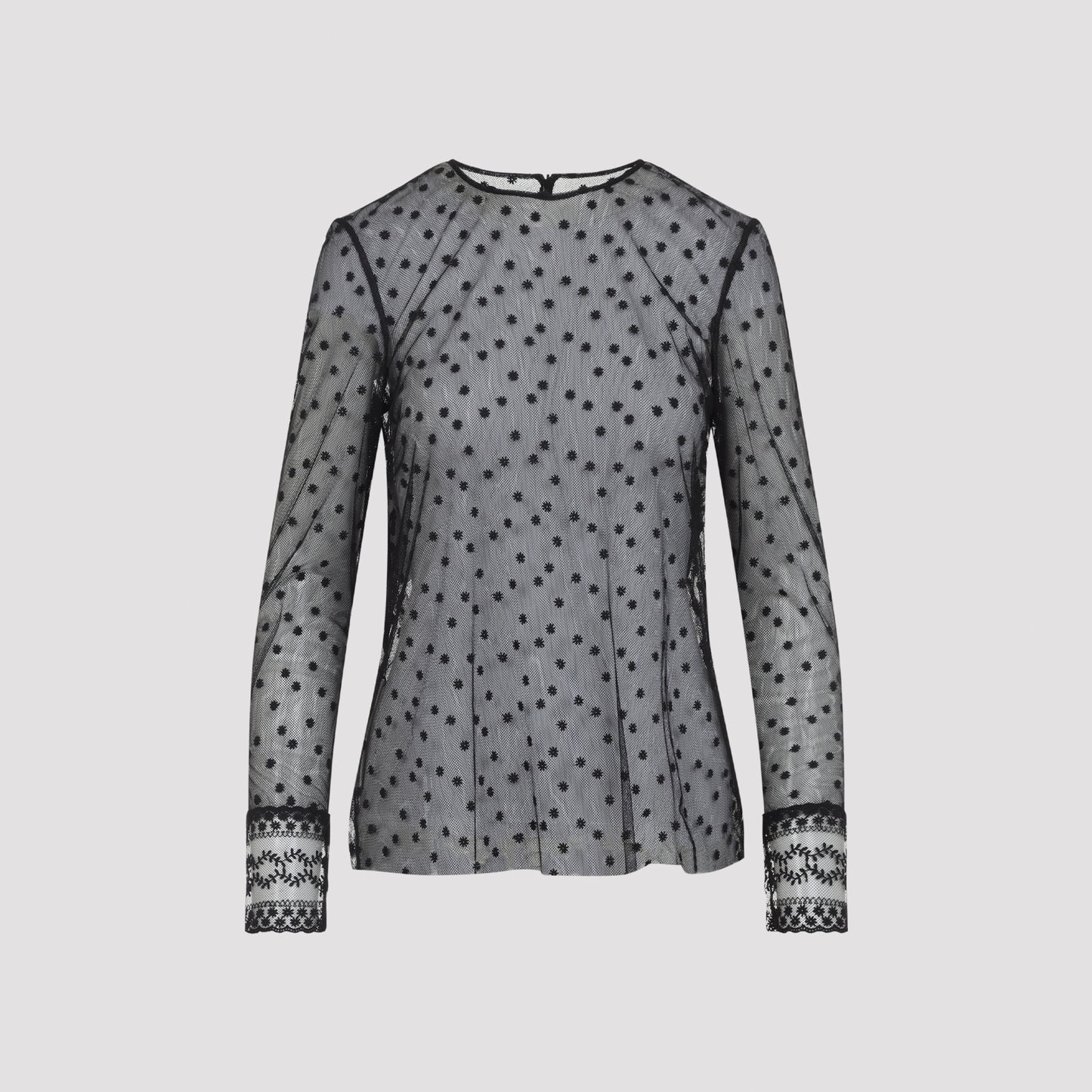 Alberta Ferretti L/S Pois Tulle Top