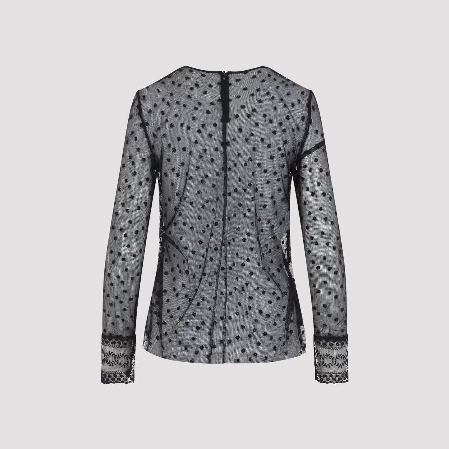 Alberta Ferretti L/S Pois Tulle Top