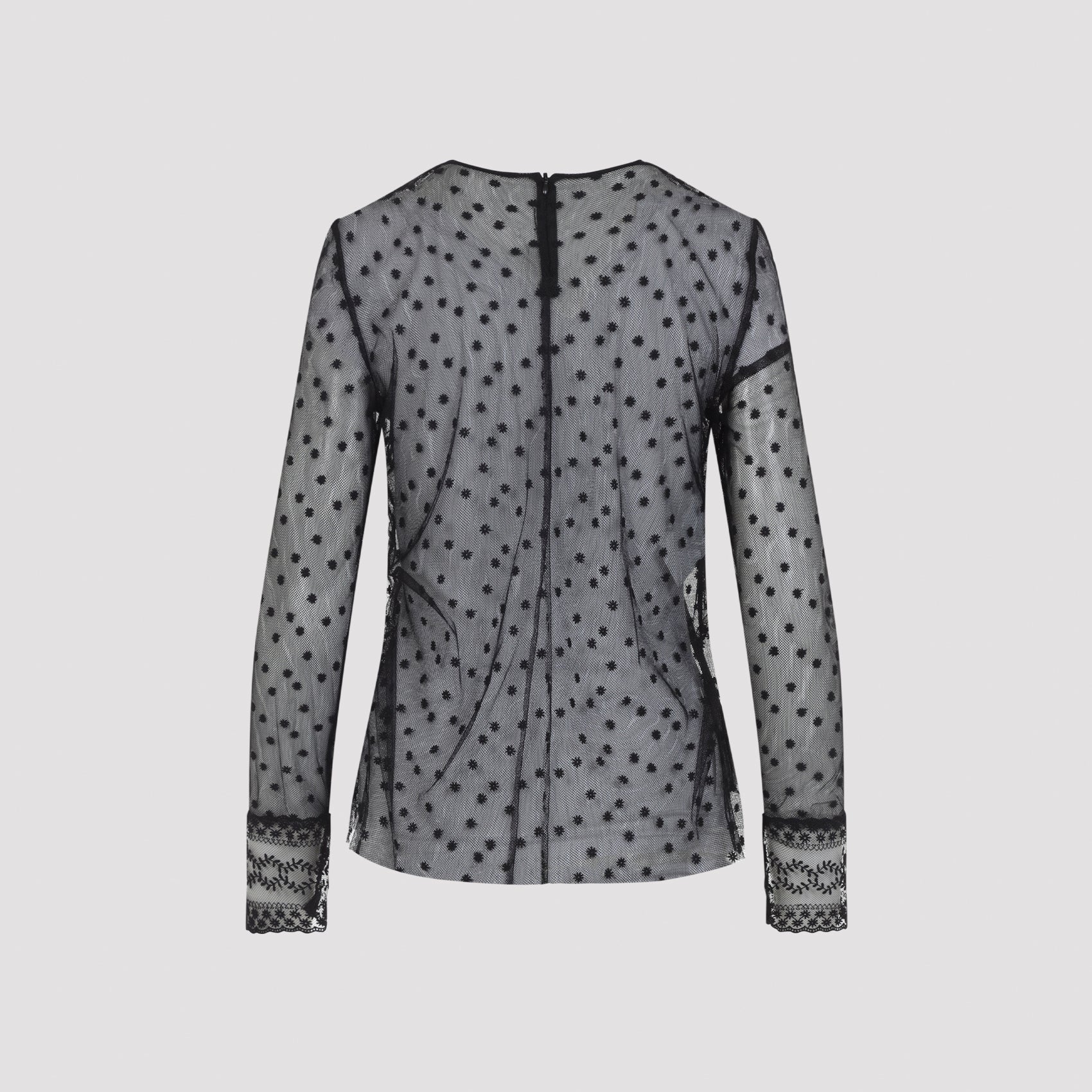 Alberta Ferretti L/S Pois Tulle Top