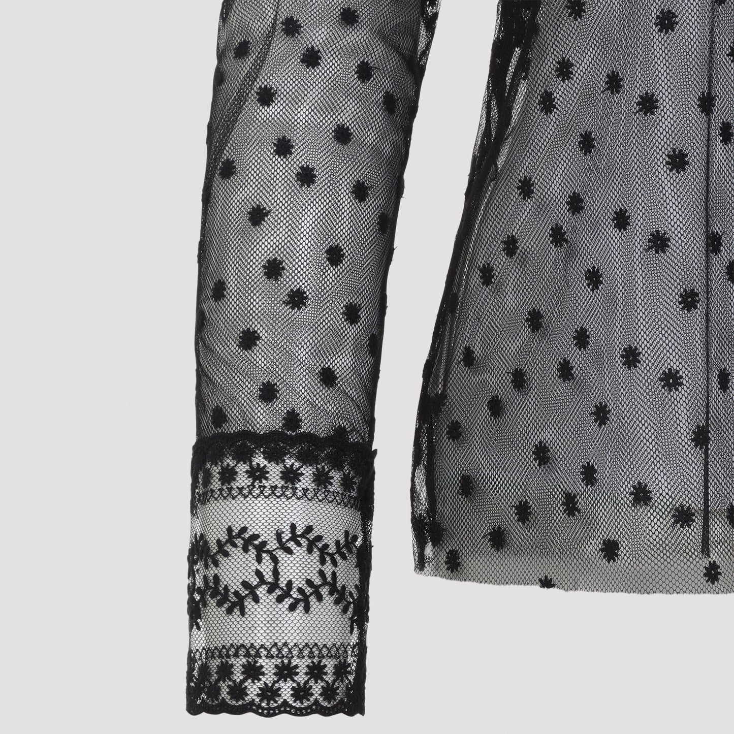 Alberta Ferretti L/S Pois Tulle Top