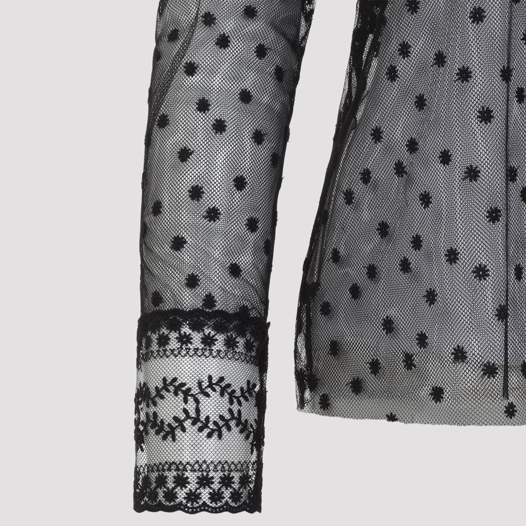 Alberta Ferretti L/S Pois Tulle Top