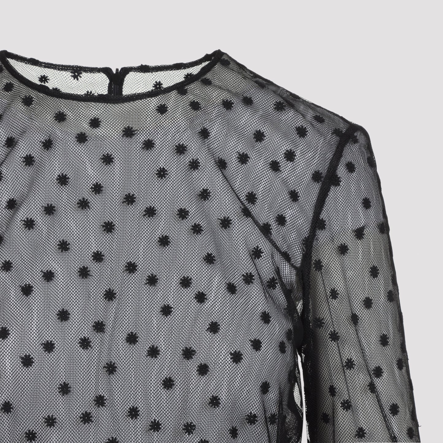 Alberta Ferretti L/S Pois Tulle Top