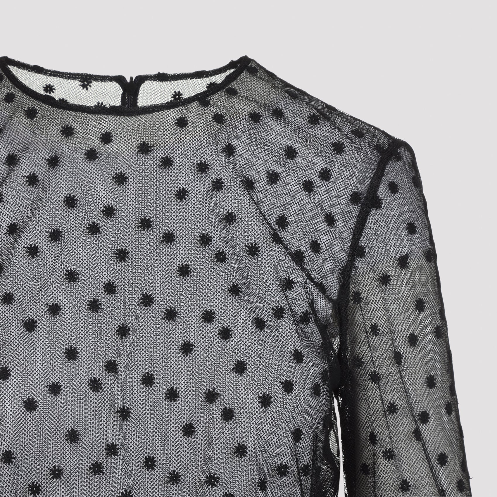 Alberta Ferretti L/S Pois Tulle Top