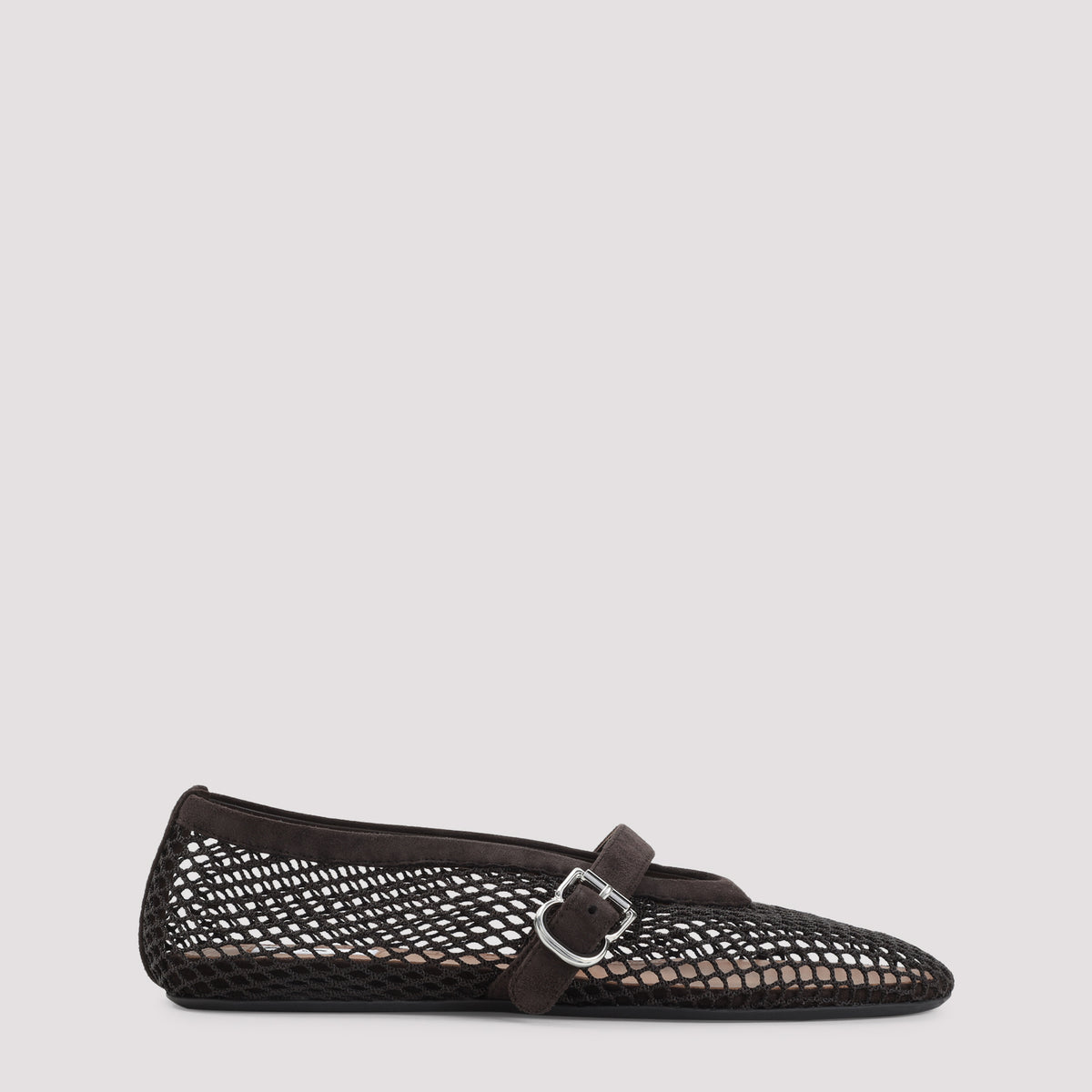 Alaïa Fishnet Suede Flat Ballerinas