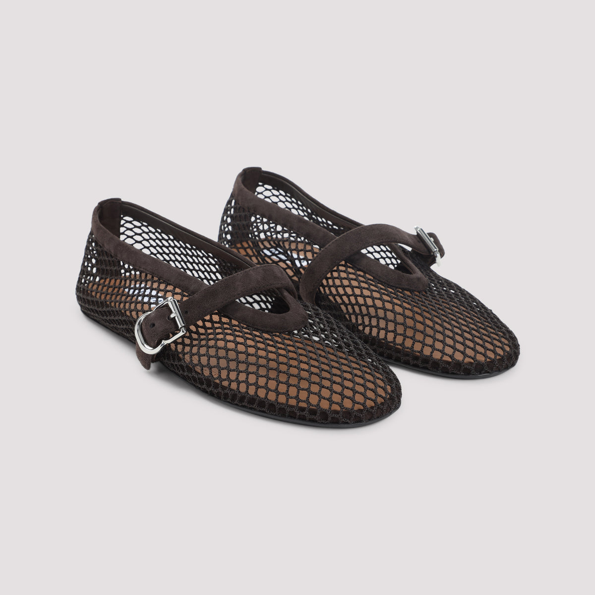 Alaïa Fishnet Suede Flat Ballerinas