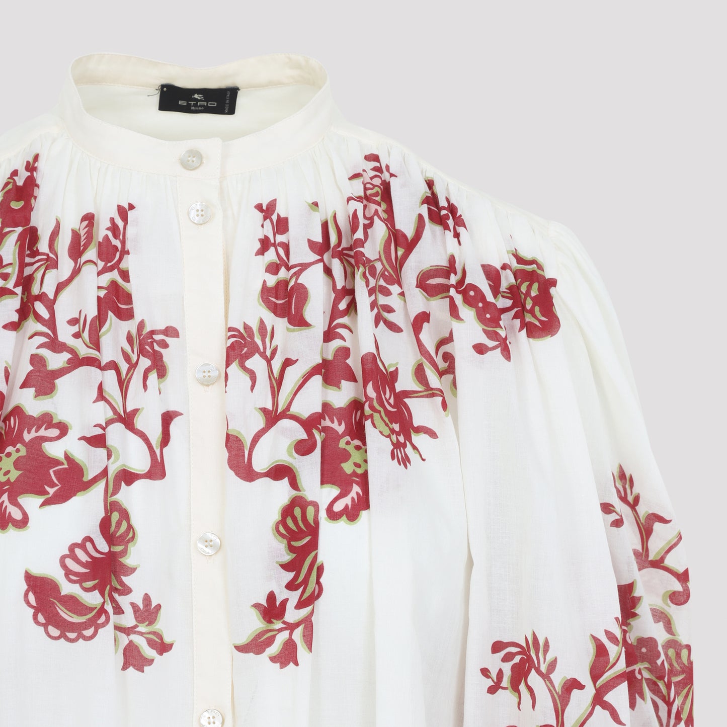 Etro Pleates Band Collar Shirt