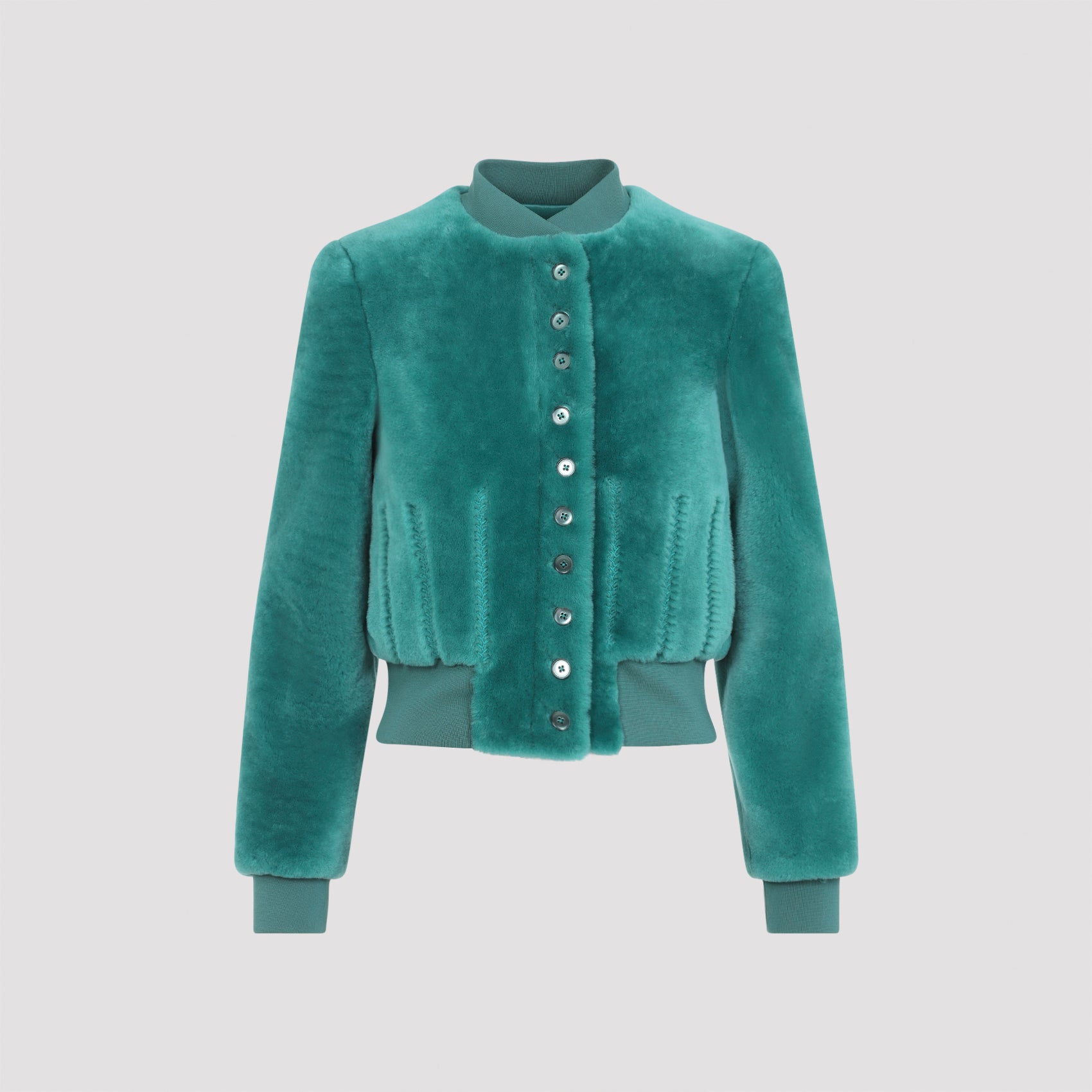 Alexander McQueen Cropped Shearling Bomber Jacket