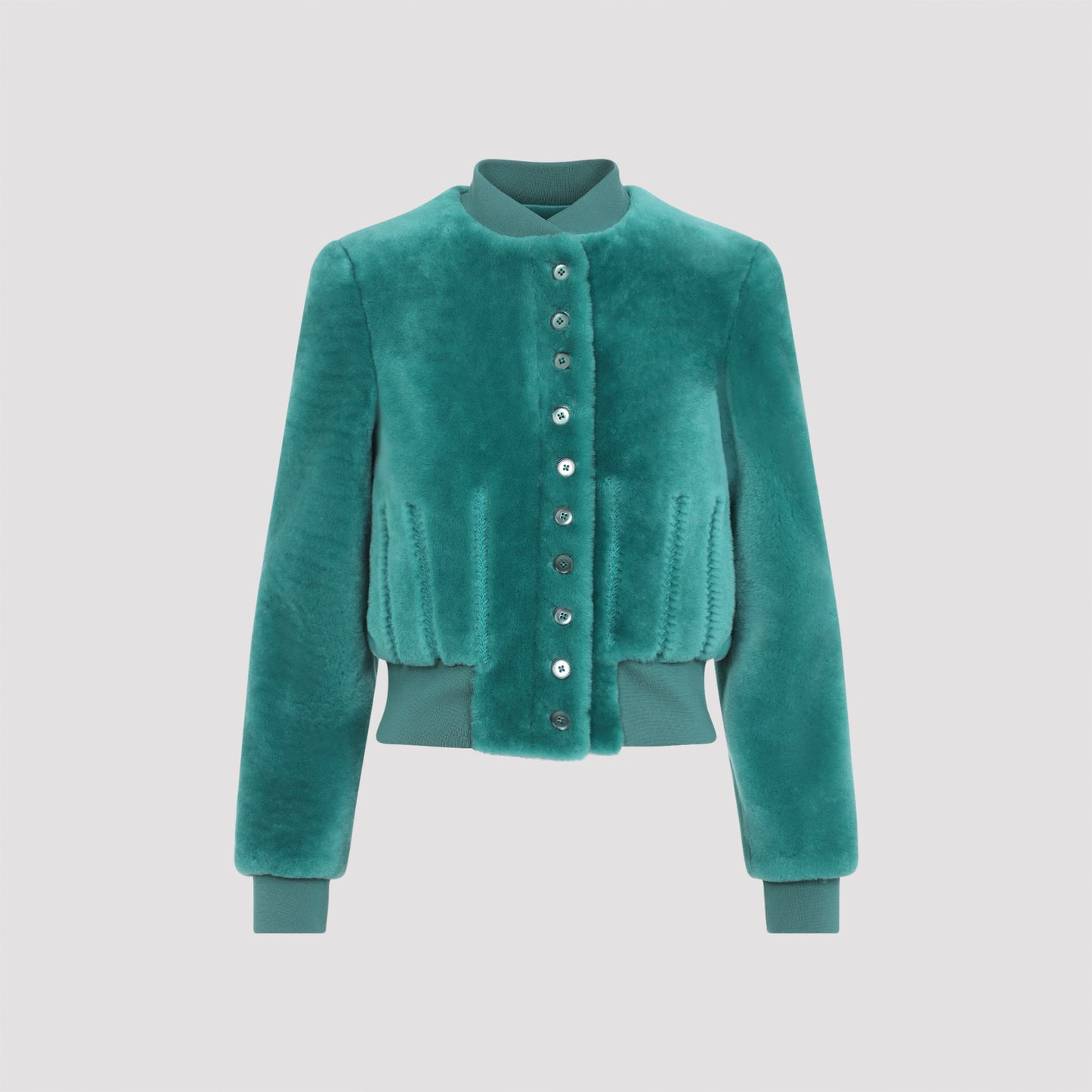 Alexander McQueen Cropped Shearling Bomber Jacket
