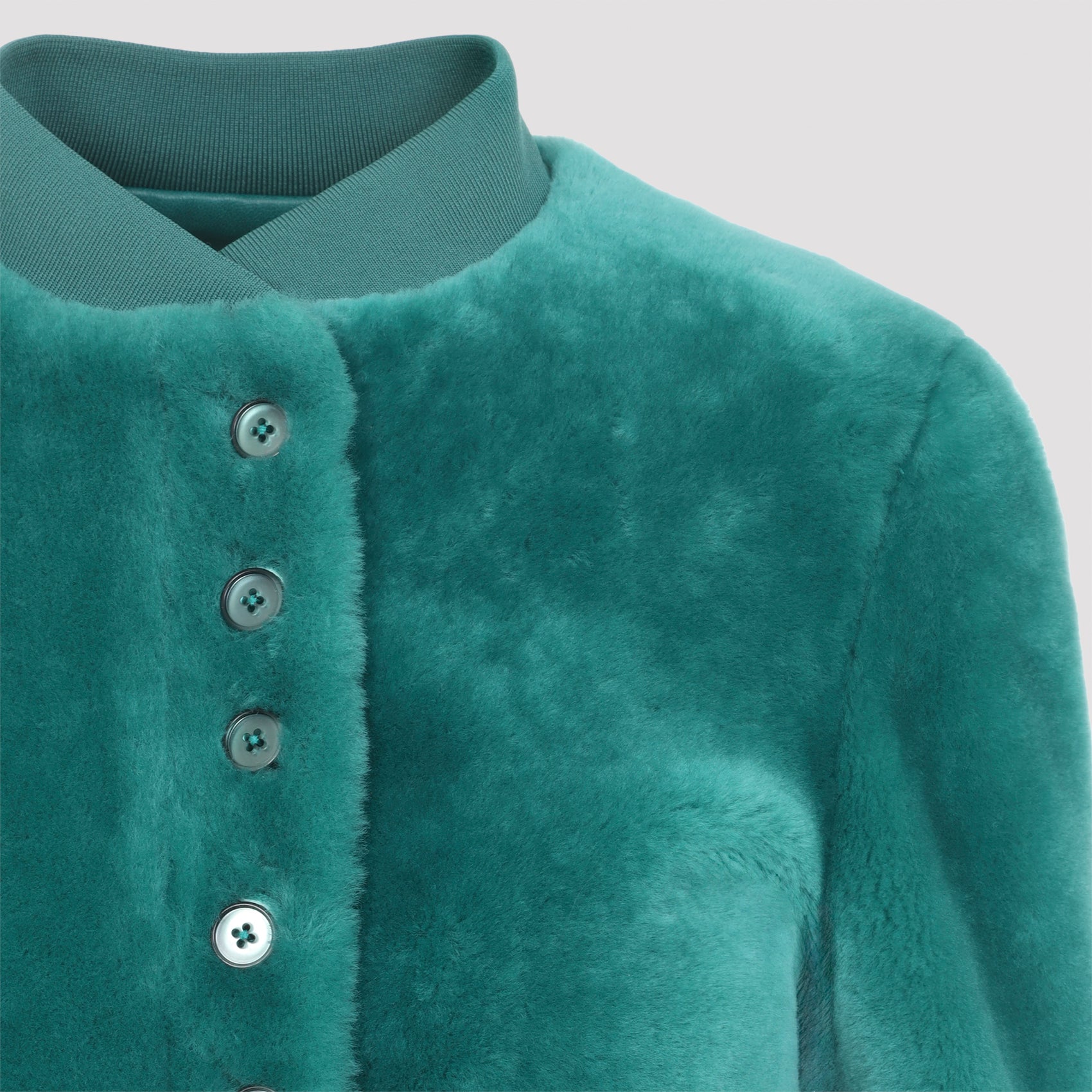 Alexander McQueen Cropped Shearling Bomber Jacket