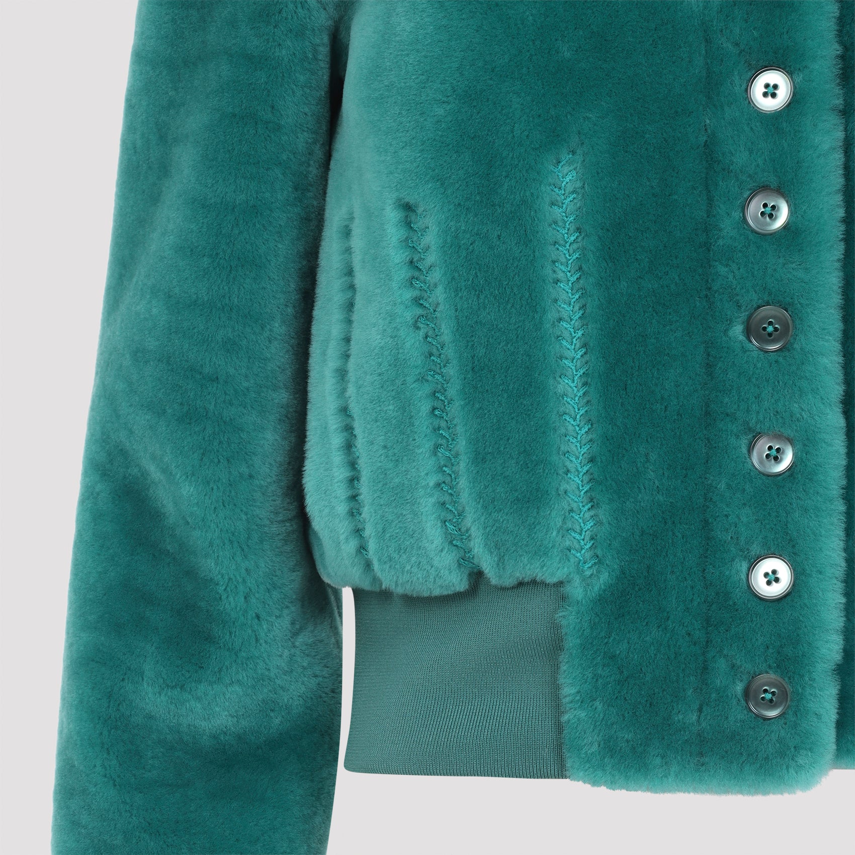Alexander McQueen Cropped Shearling Bomber Jacket
