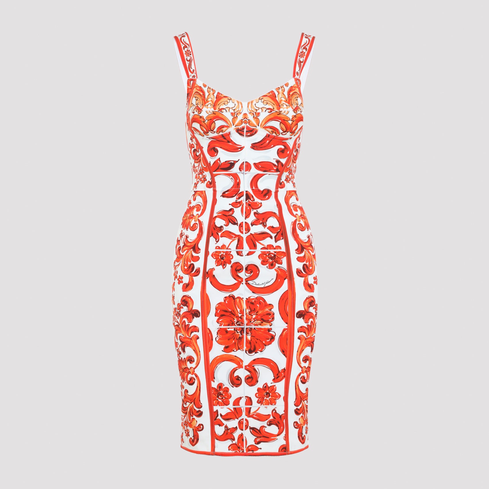 Dolce & Gabbana Charmeuse Maiolica Midi Dress