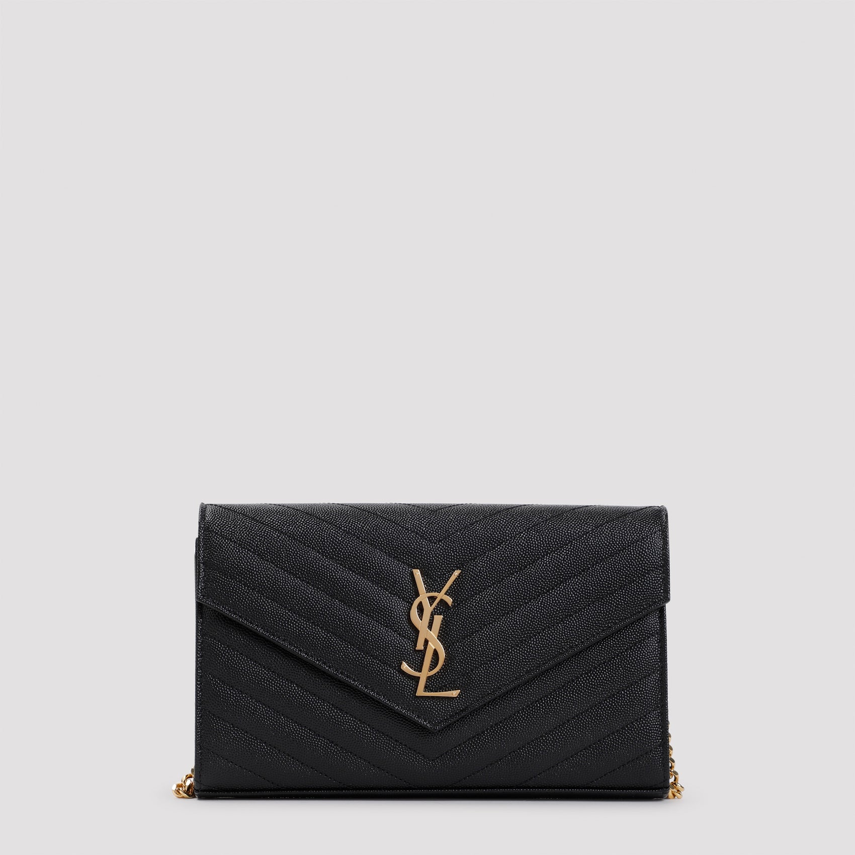 Saint Laurent Grained Calf Leather YSL Chain Wallet