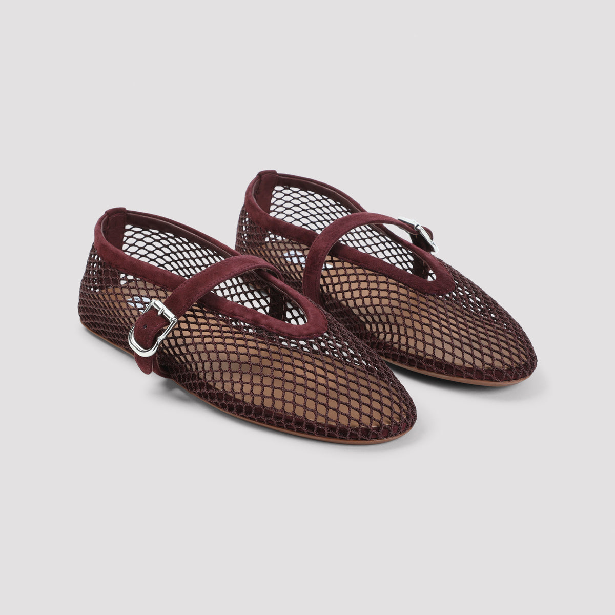 Alaïa Fishnet Suede Flat Ballerinas