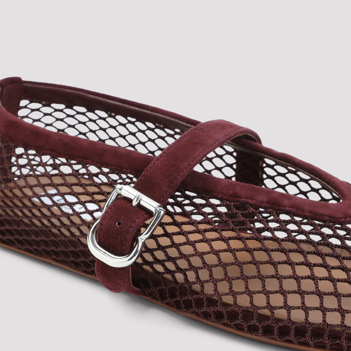 Alaïa Fishnet Suede Flat Ballerinas