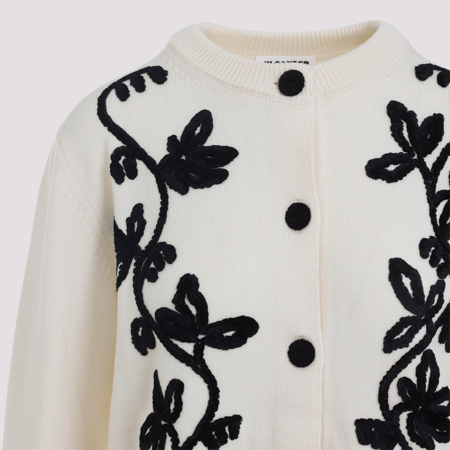 Jil Sander Cn Long Sleeves Cardigan With Velvet Embroidery