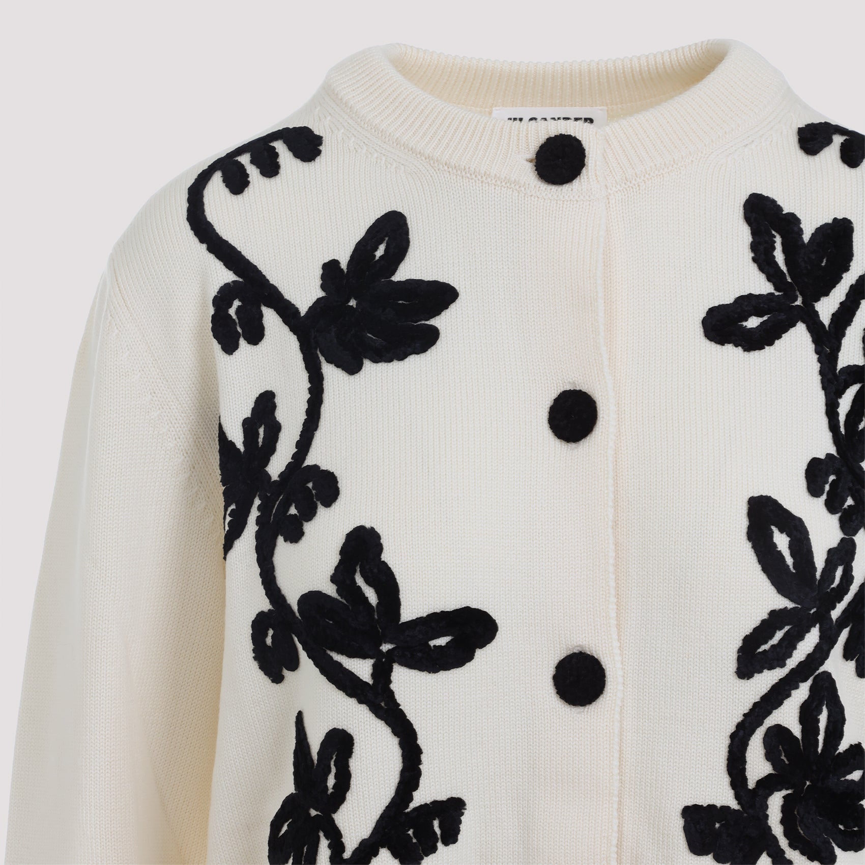 Jil Sander Cn Long Sleeves Cardigan With Velvet Embroidery