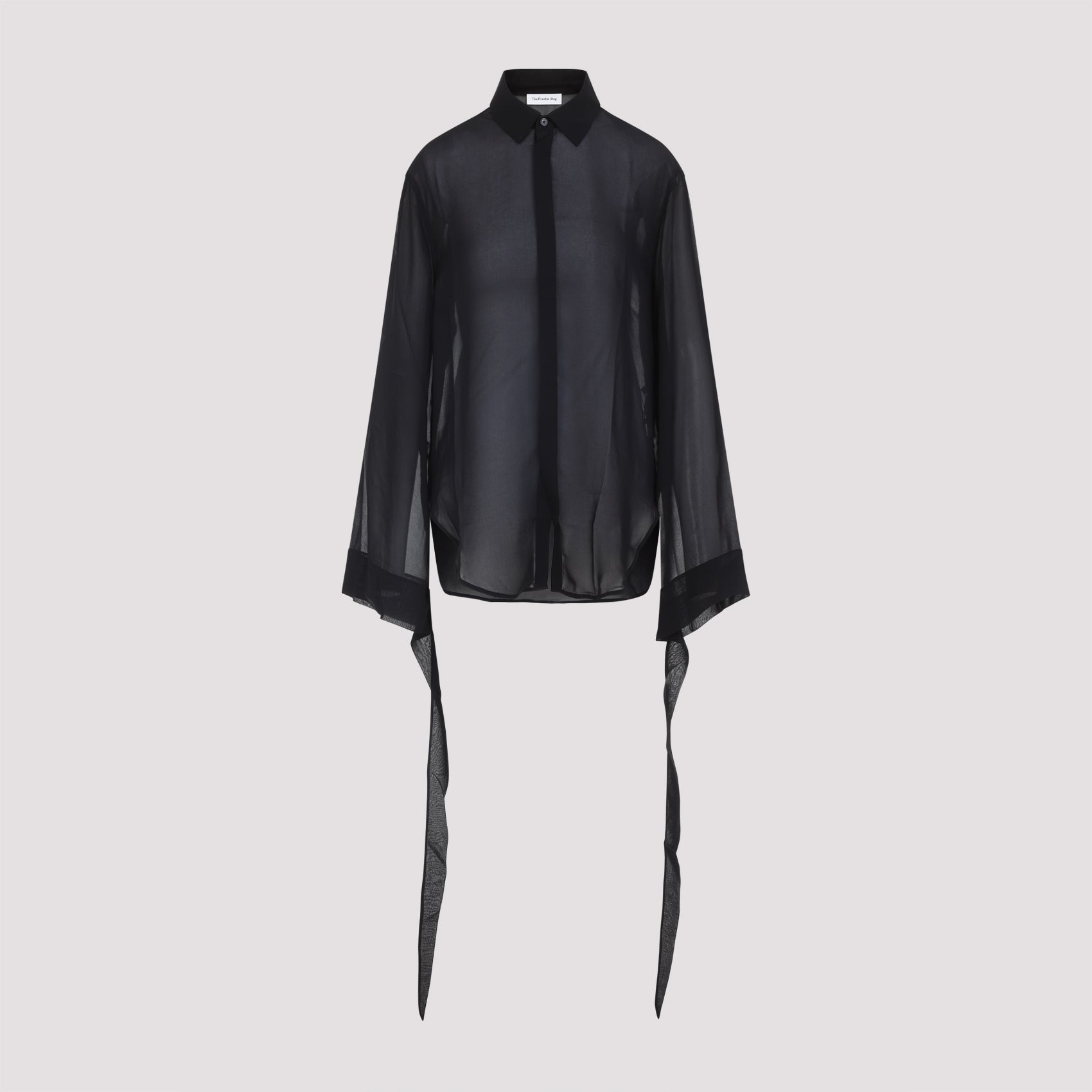 The Frankie Shop Verlin Sheer Chiffon Tie Cuff Shirt