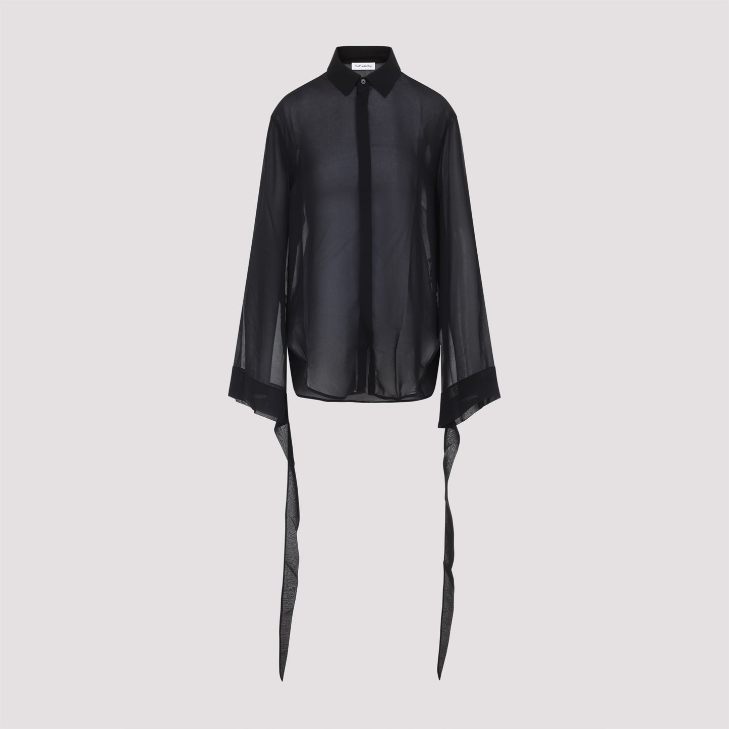 The Frankie Shop Verlin Sheer Chiffon Tie Cuff Shirt