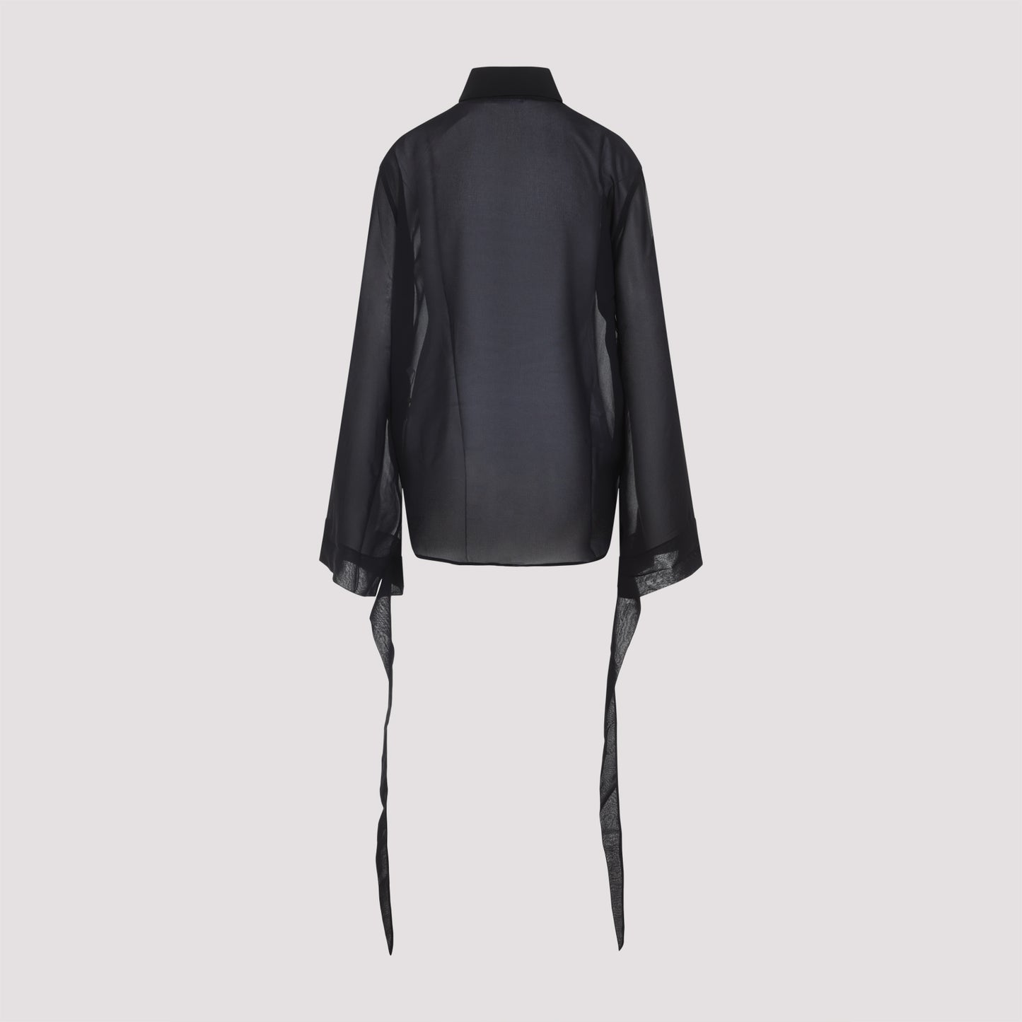 The Frankie Shop Verlin Sheer Chiffon Tie Cuff Shirt