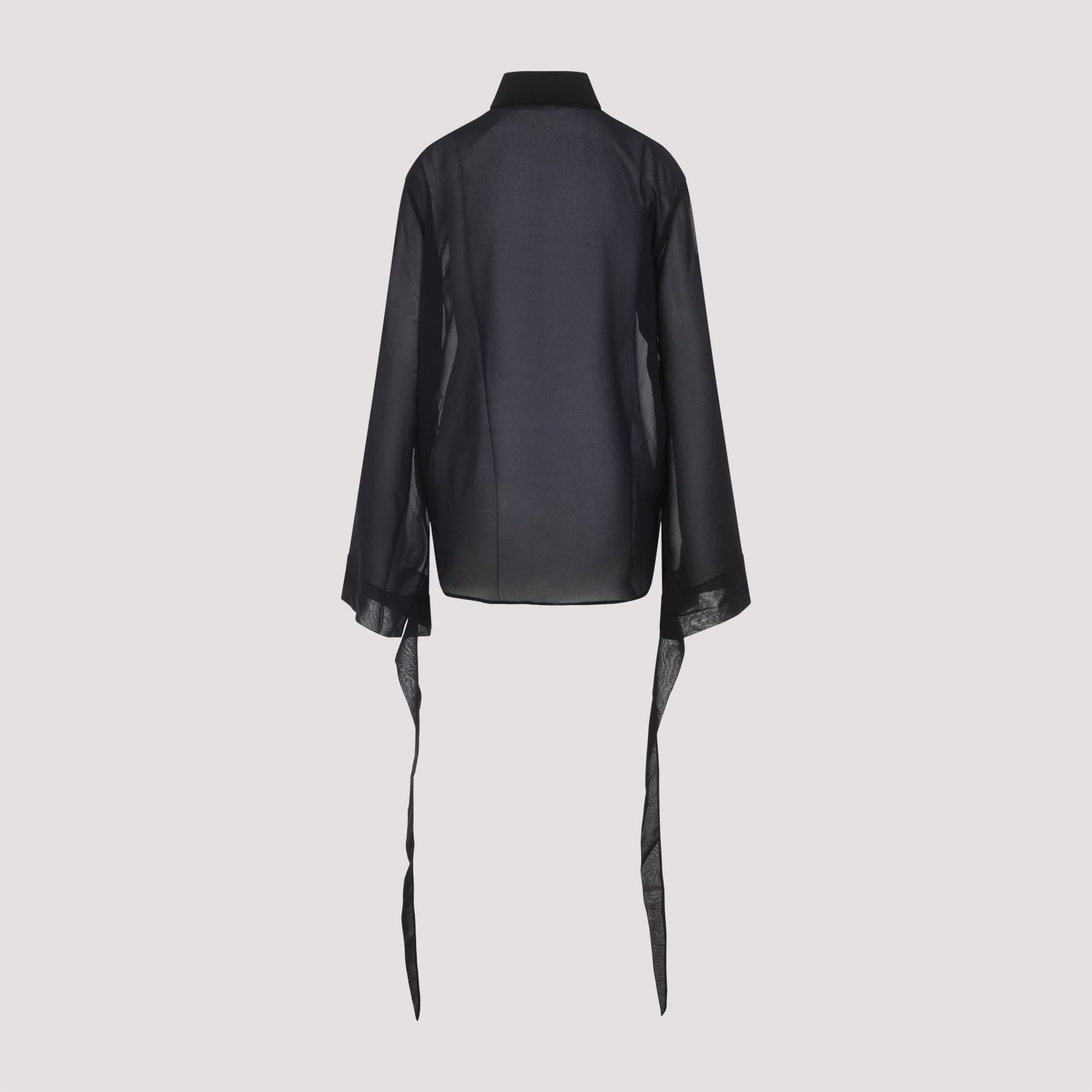 The Frankie Shop Verlin Sheer Chiffon Tie Cuff Shirt