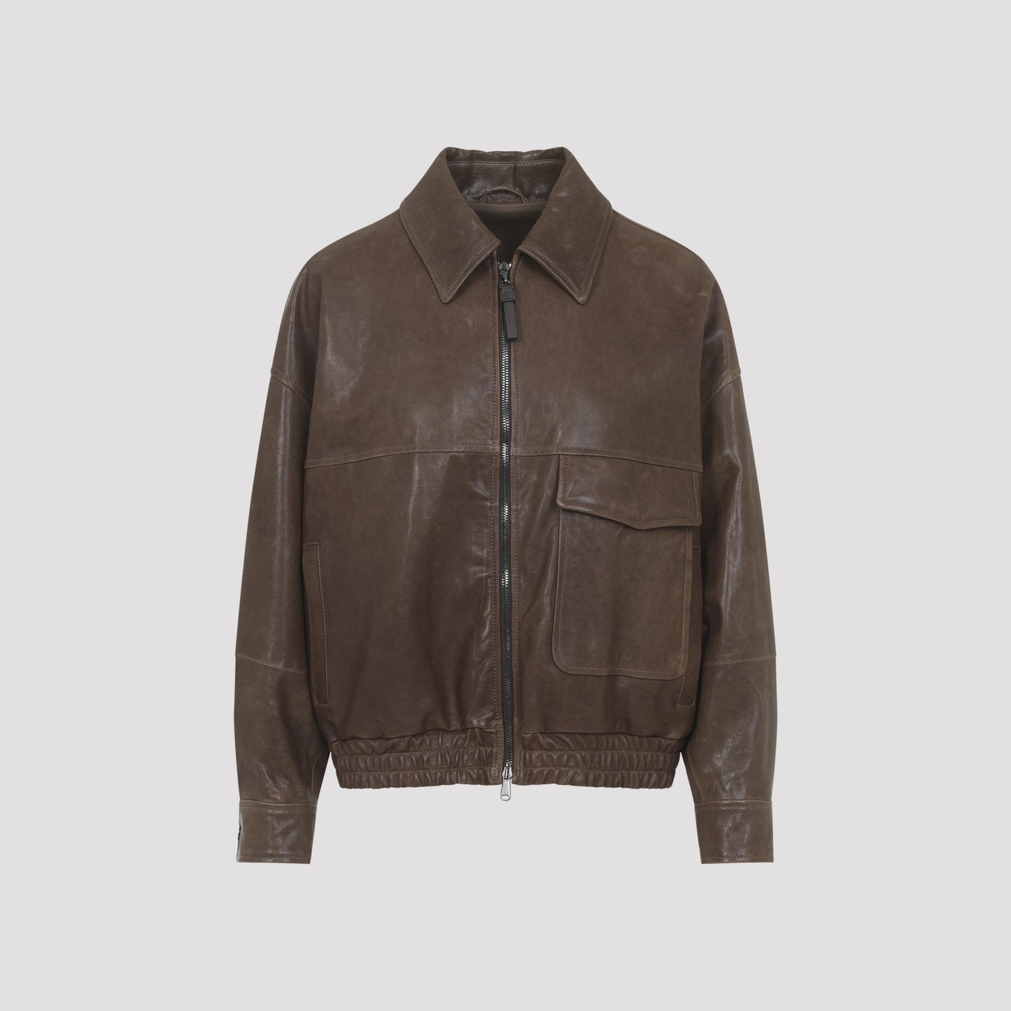 Brunello Cucinelli Leather Bomber Jacket