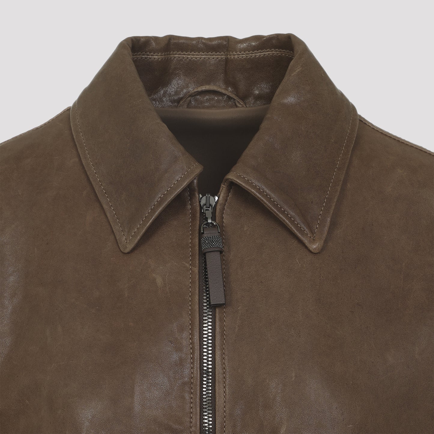 Brunello Cucinelli Leather Bomber Jacket