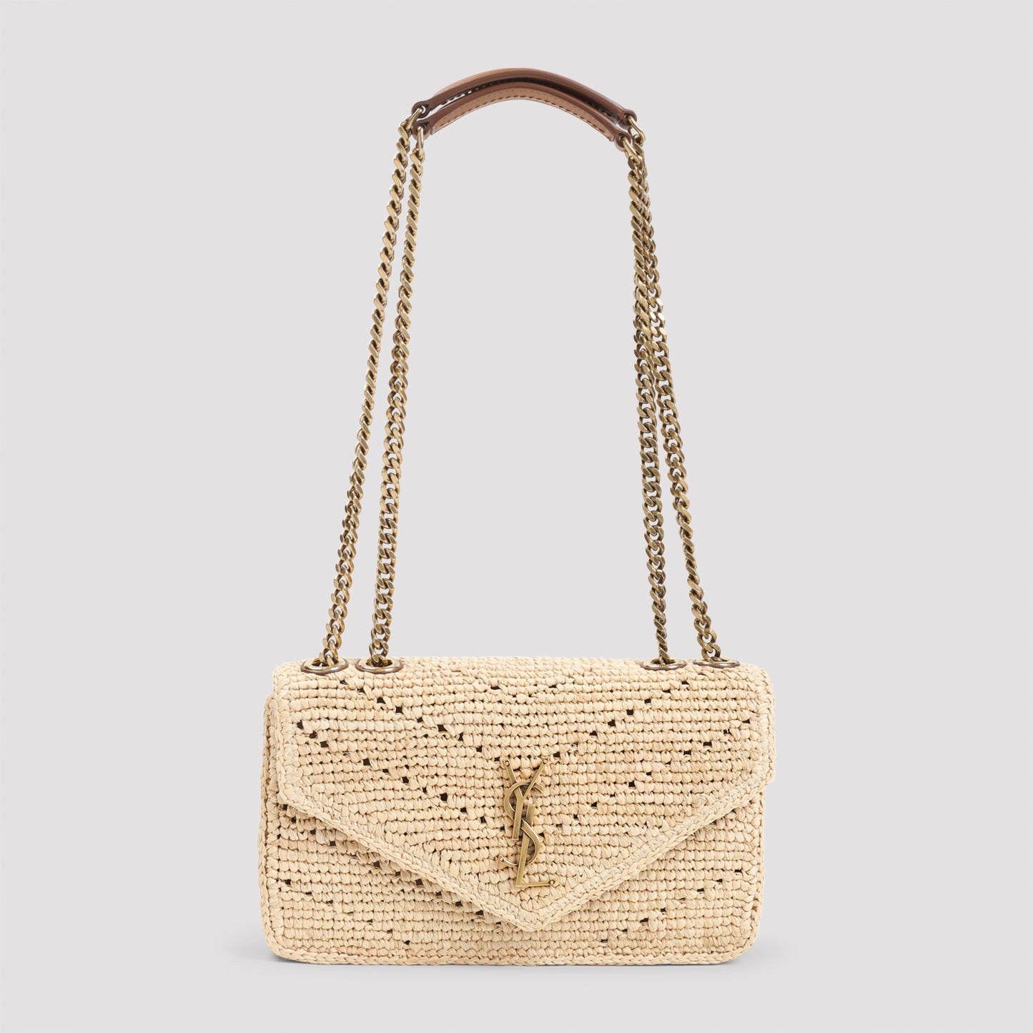 Saint Laurent Crochet Raffia Chain Bag