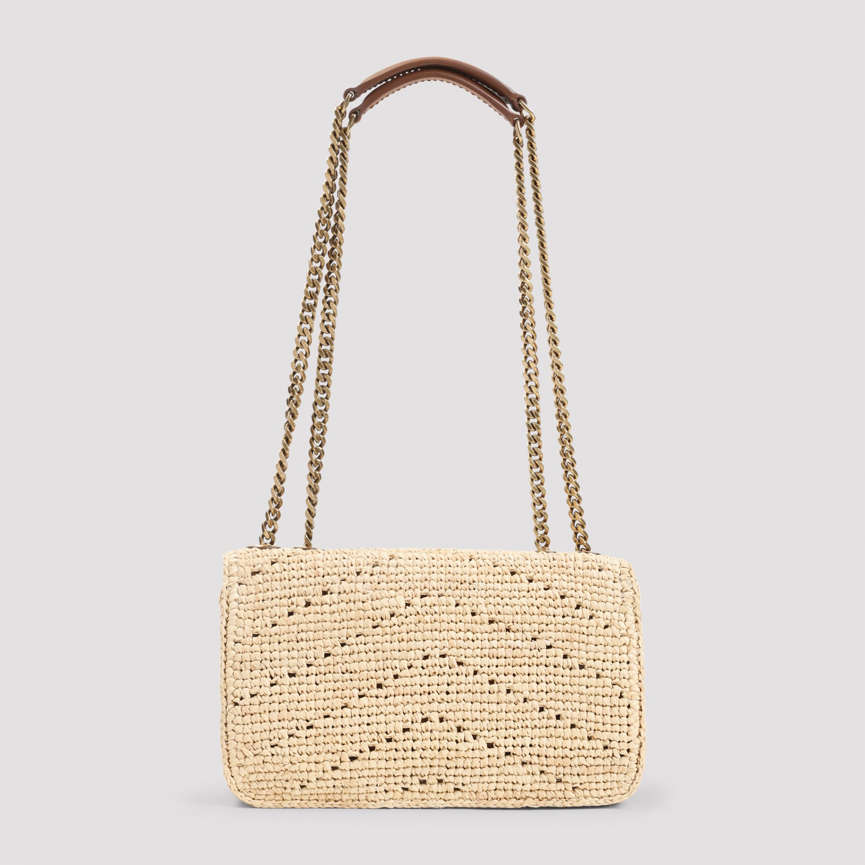 Saint Laurent Crochet Raffia Chain Bag
