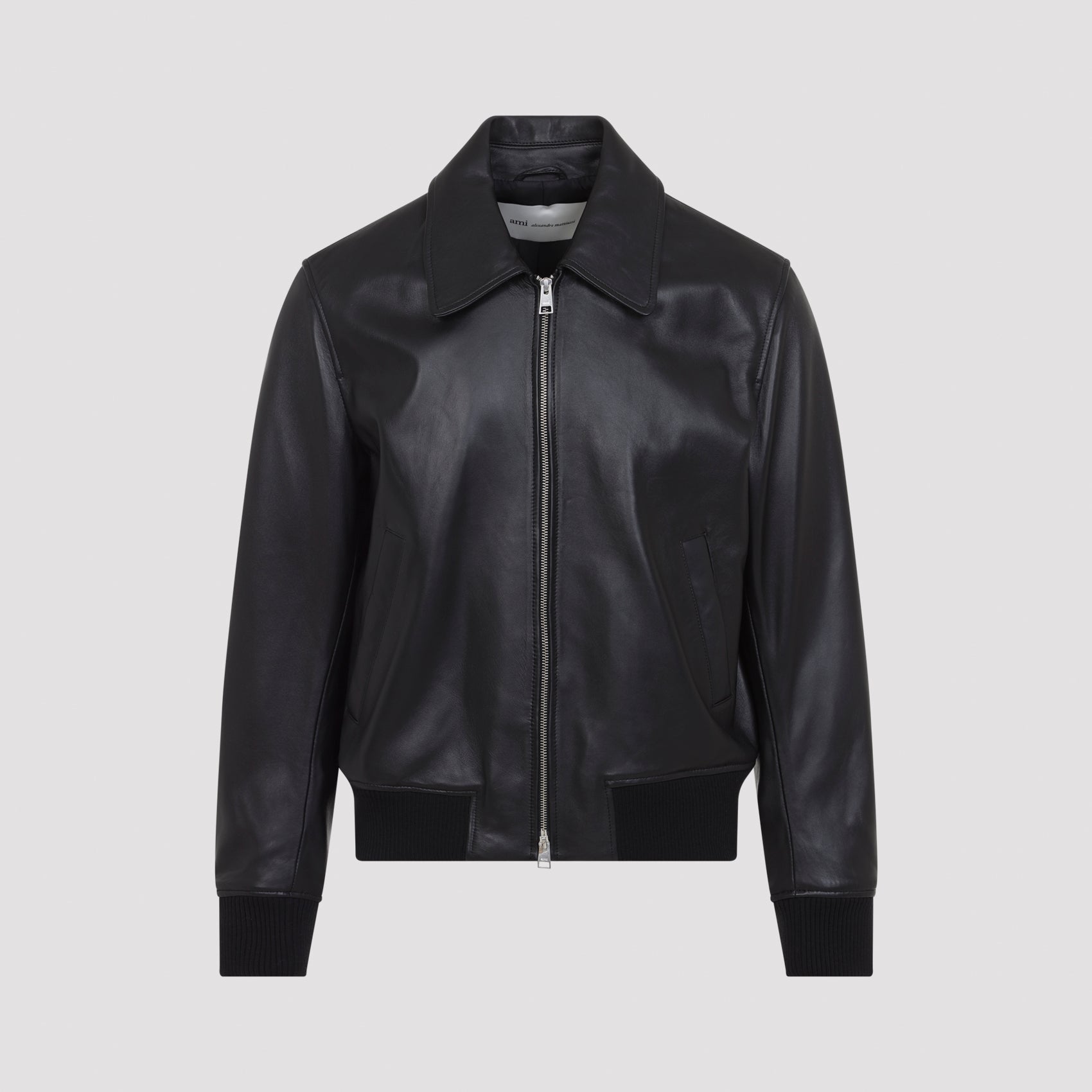 Ami Paris Zipped Leather Jacket
