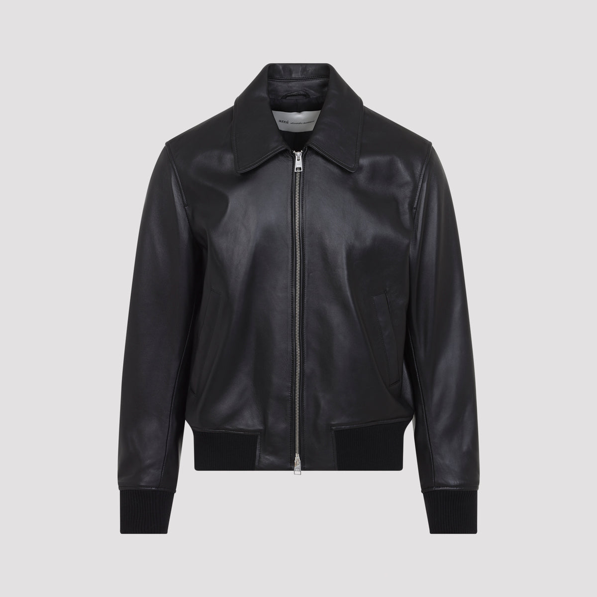 Ami Paris Zipped Leather Jacket