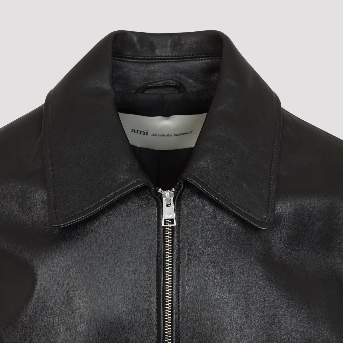 Ami Paris Zipped Leather Jacket