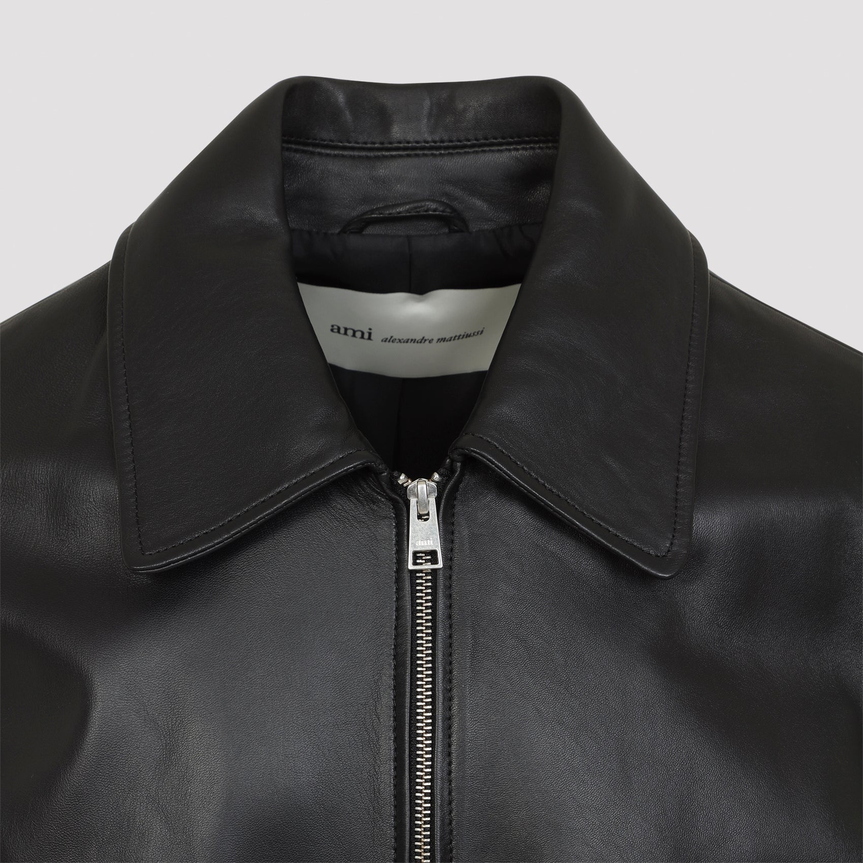 Ami Paris Zipped Leather Jacket