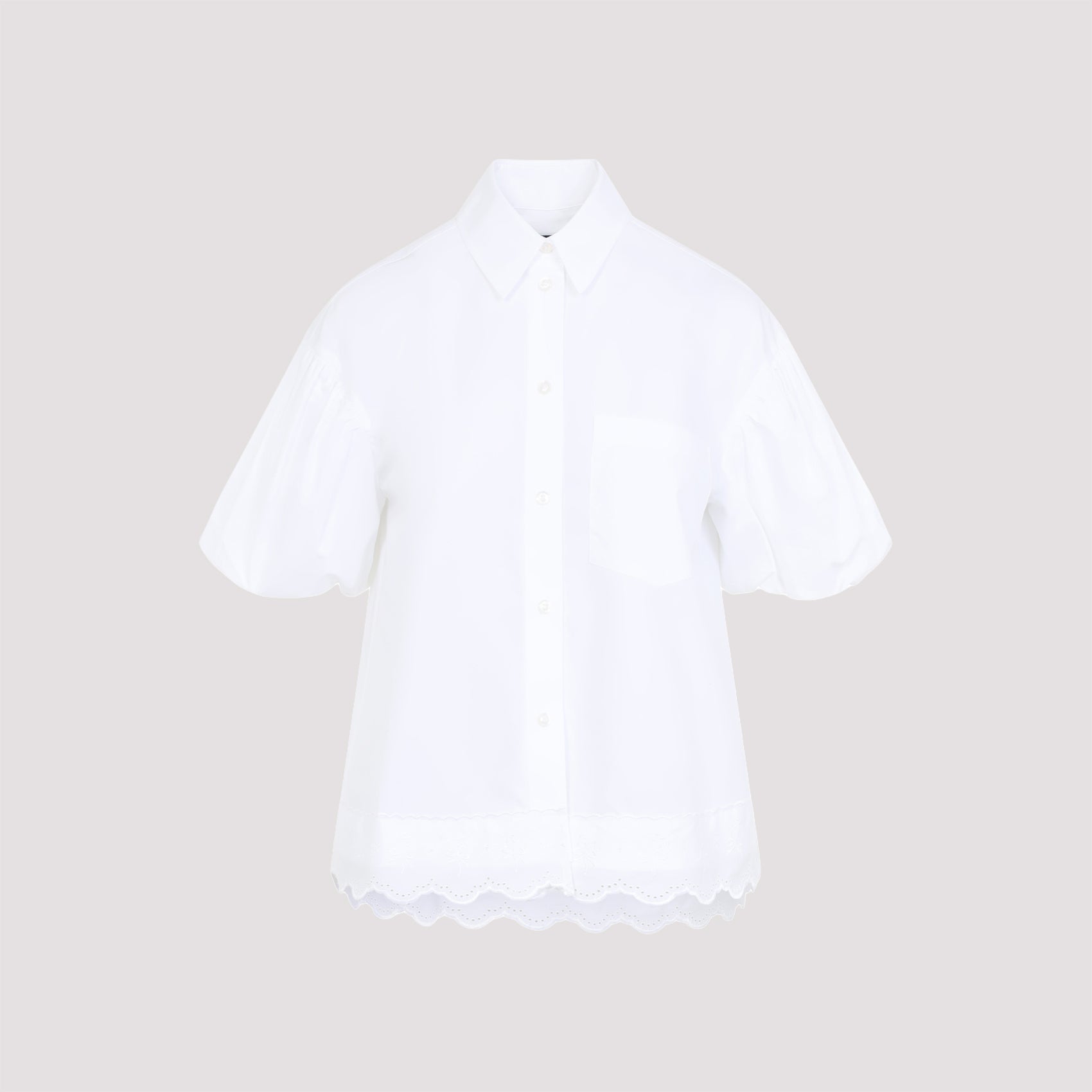 Simone Rocha Cropped Puff Sleeve Lace T-Shirt