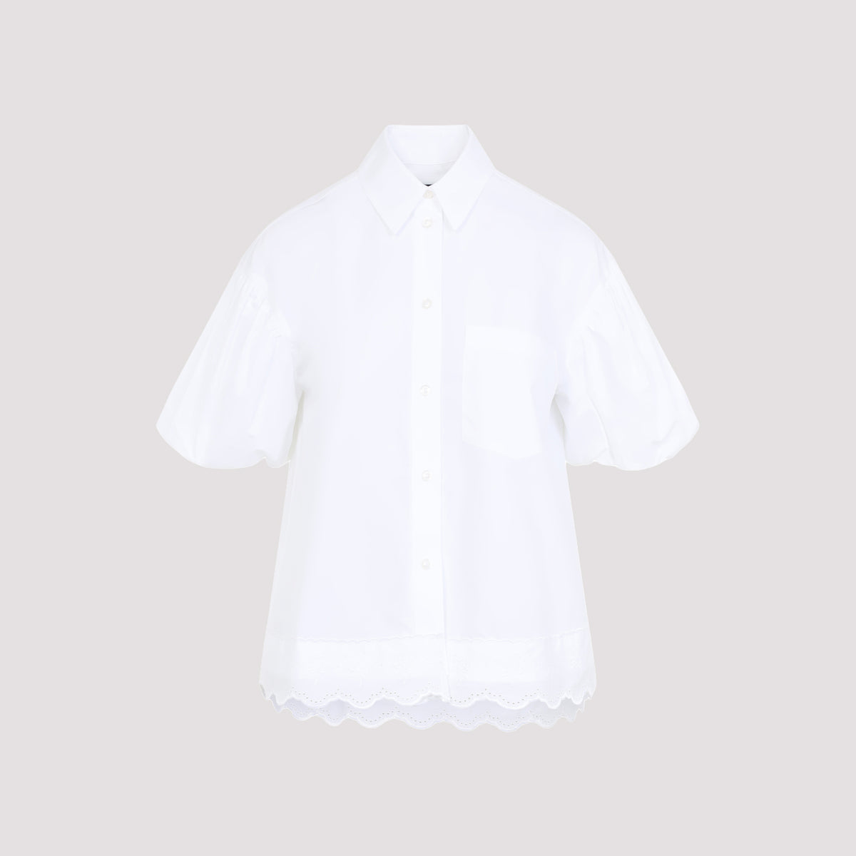 Simone Rocha Cropped Puff Sleeve Lace T-Shirt