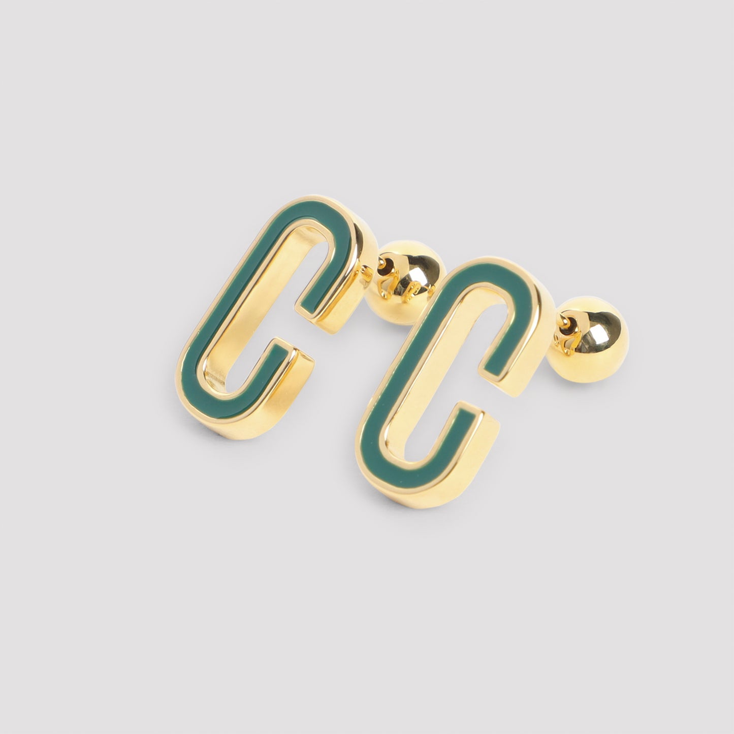 Casablanca Enamel C Link Stud Earrings