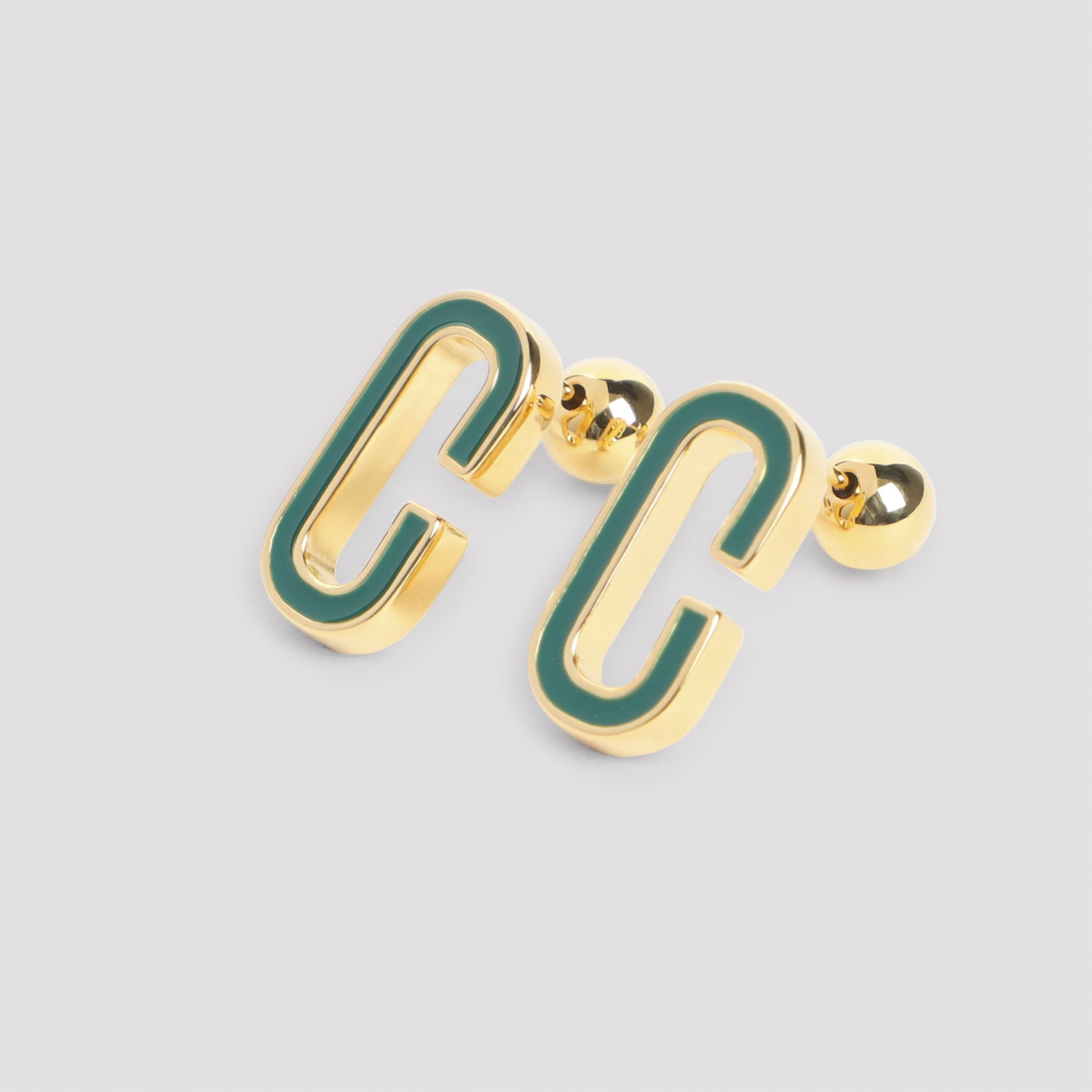 Casablanca Enamel C Link Stud Earrings