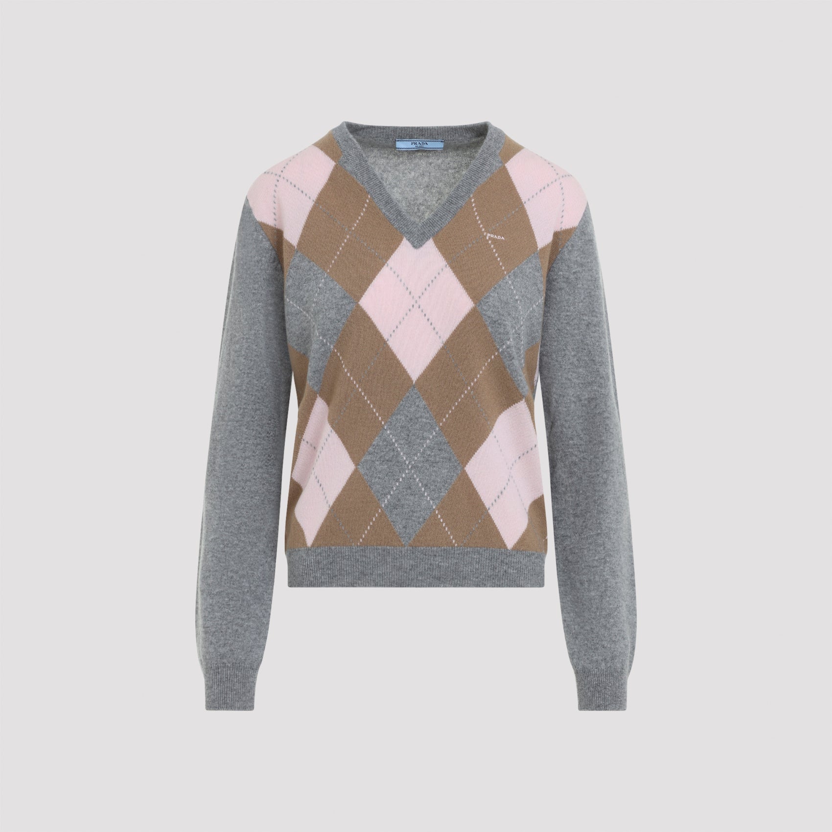 Prada Argyle V-Neck Sweater