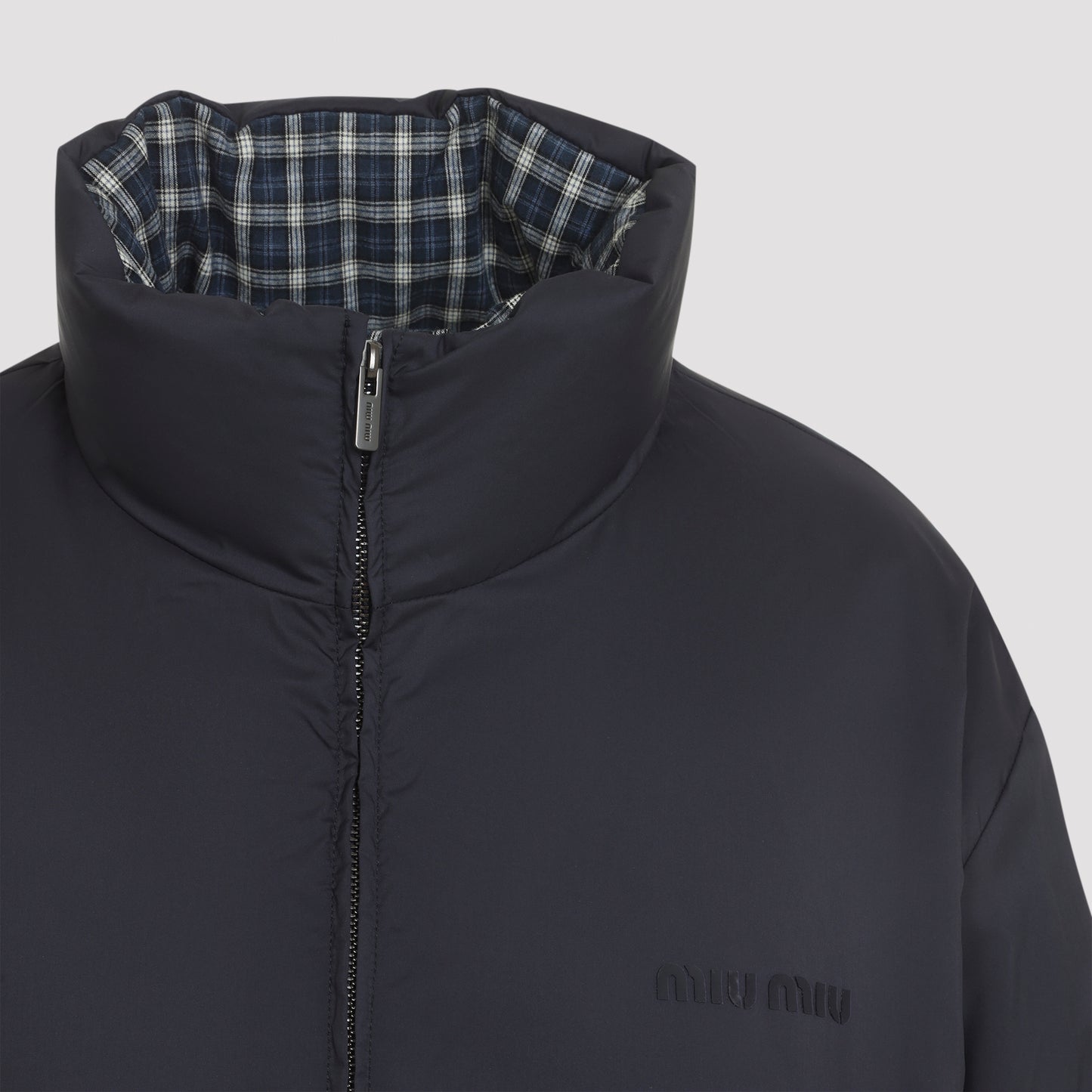 Miu MIu Reversible Checked Down Jacket