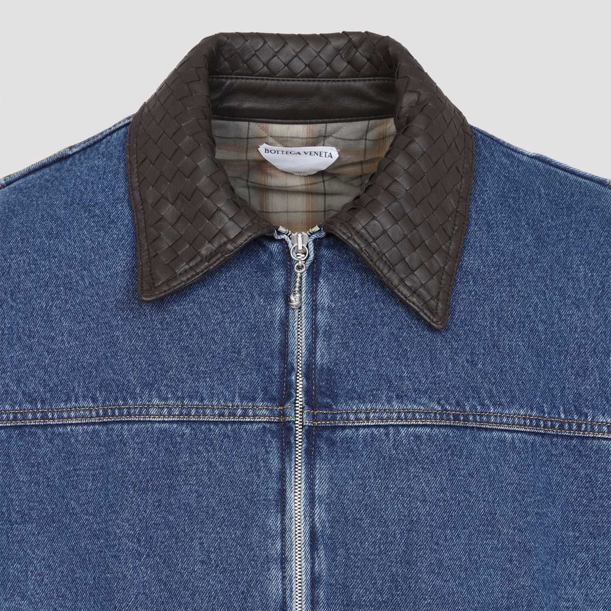 Bottega Veneta Denim Intrecciato Collar Jacket