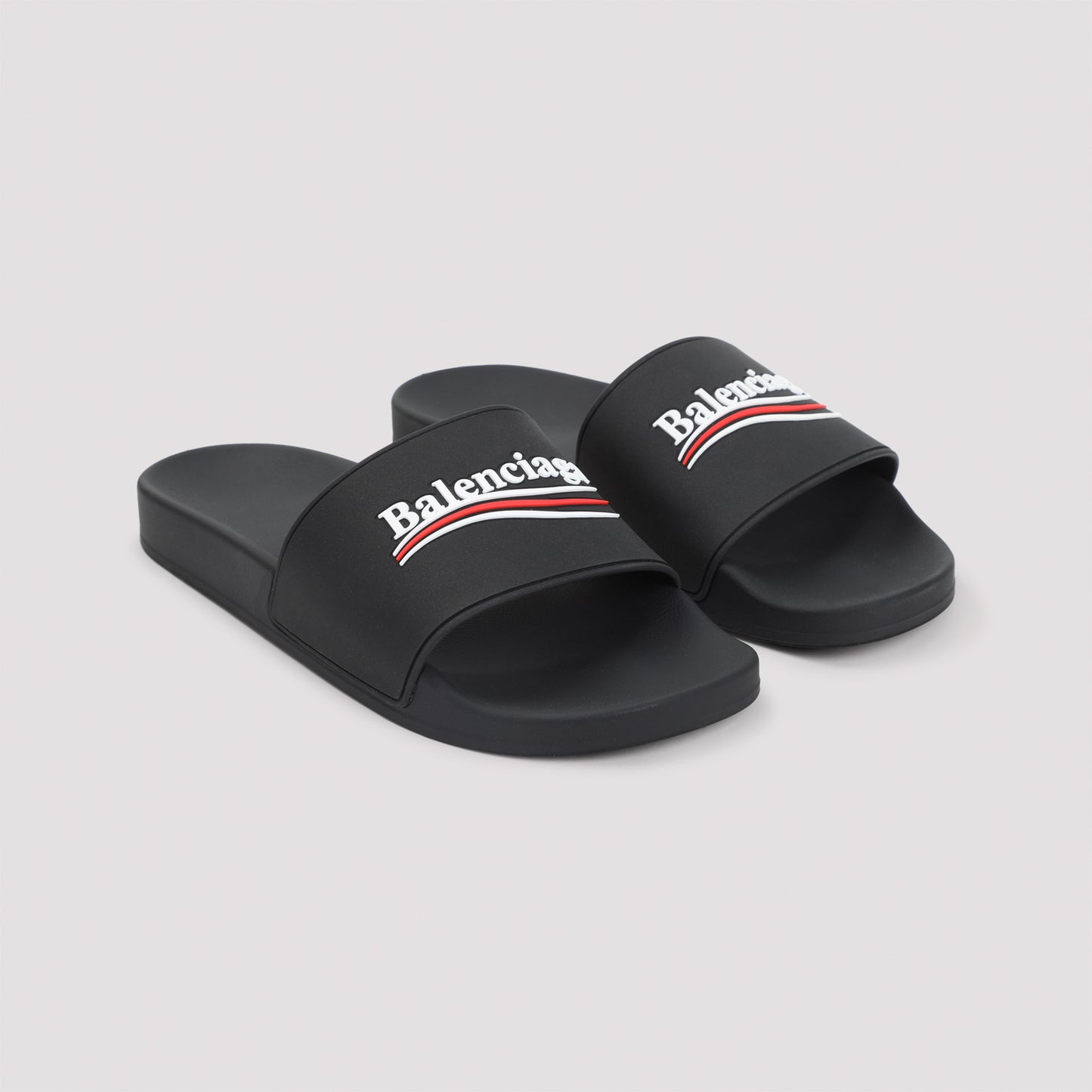 Balenciaga Pool Rubber Political Logo Slide
