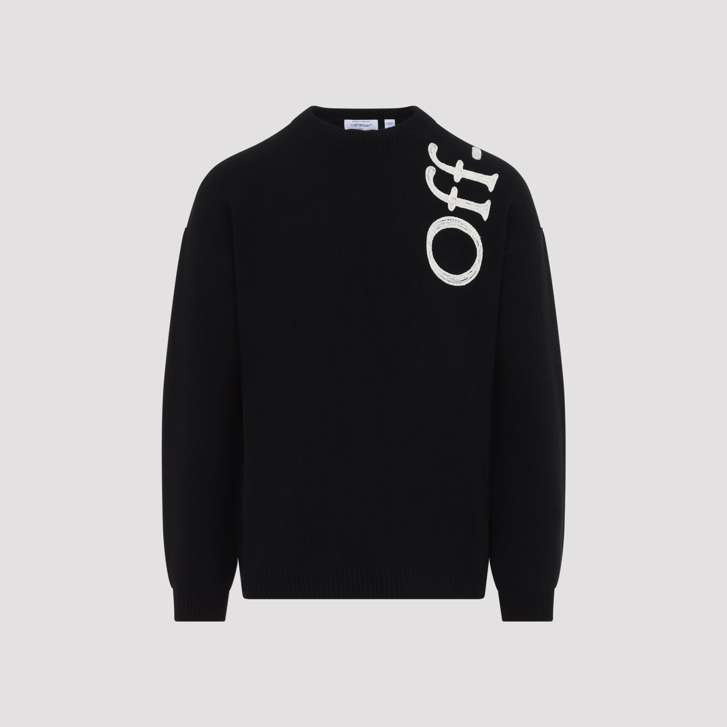Off White Vertical Bookish Knit Crewneck