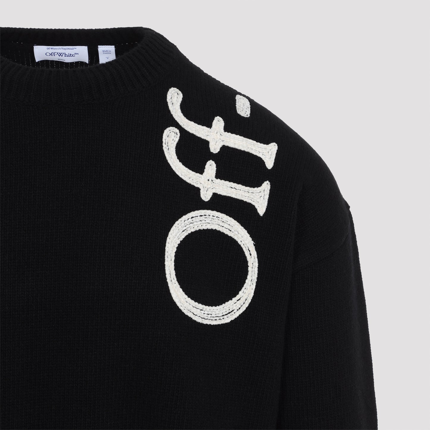 Off White Vertical Bookish Knit Crewneck