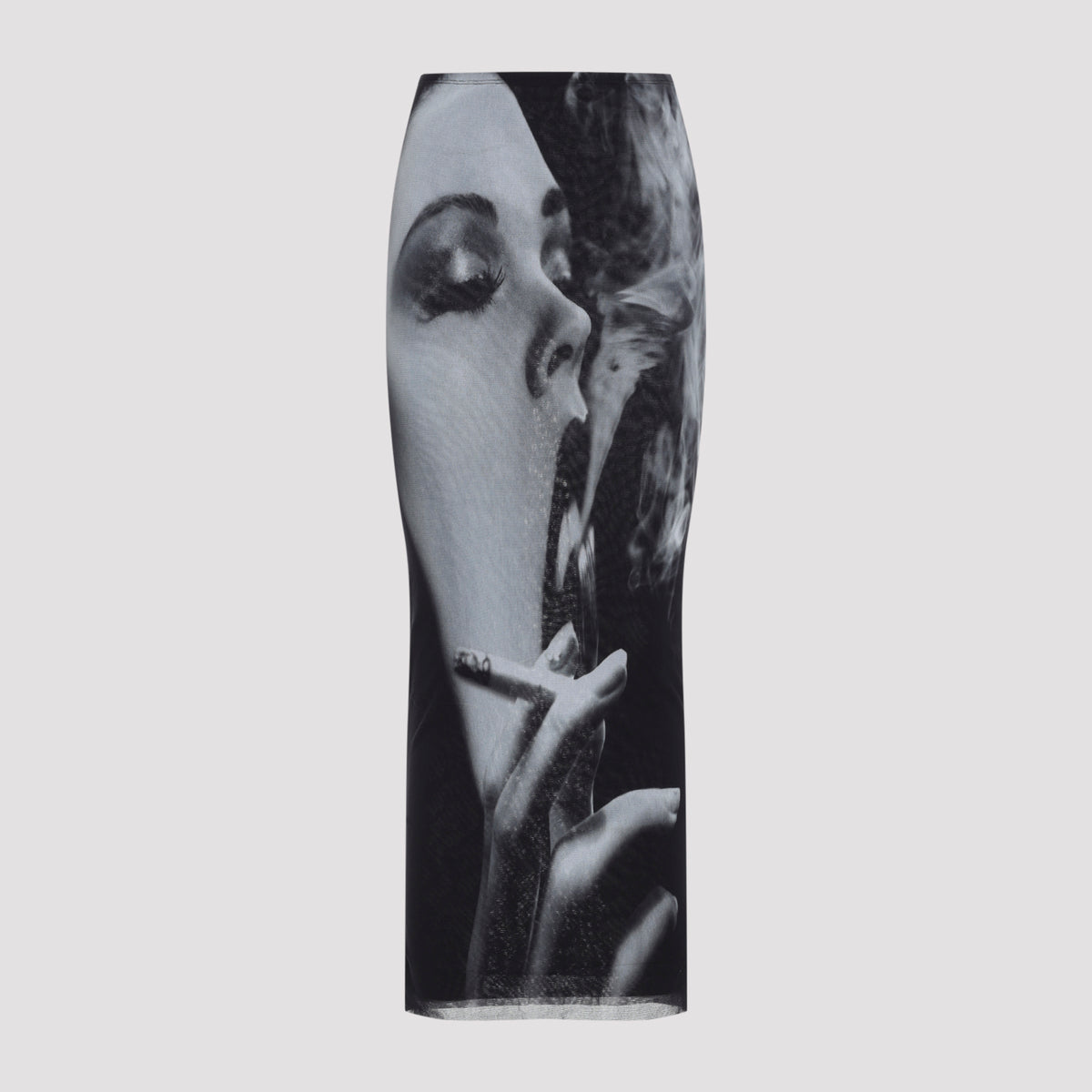 Jean Paul Gaultier Mesh Printed Smoking Women Long Skirt