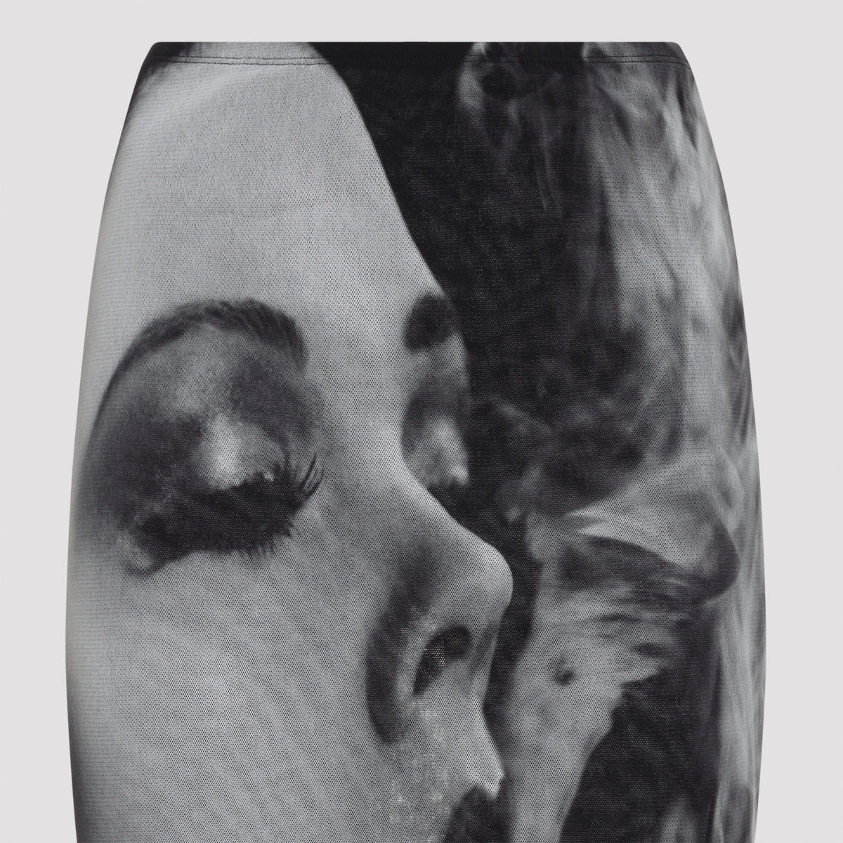 Jean Paul Gaultier Mesh Printed Smoking Women Long Skirt