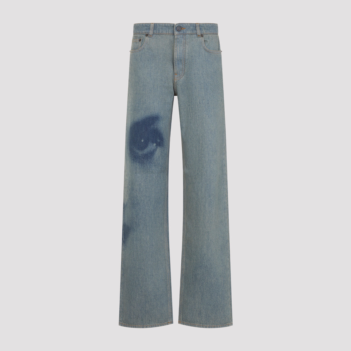 Jean Paul Gaultier Face Print Straingh Leg Denim Jeans
