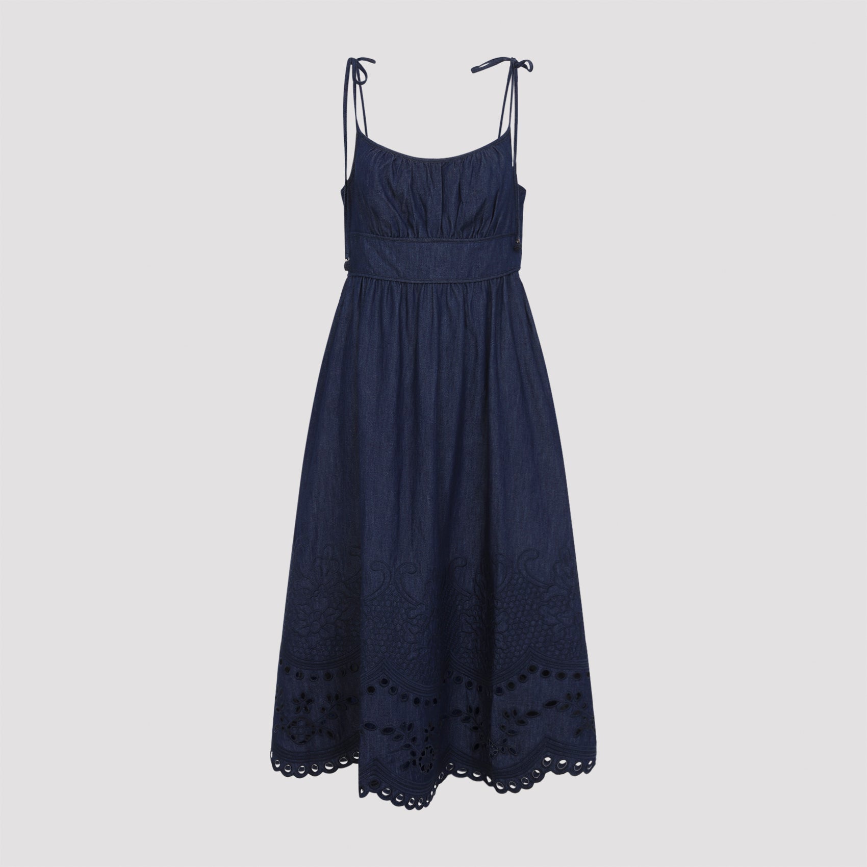 Zimmerman Mahon Broderie Denim Midi Dress