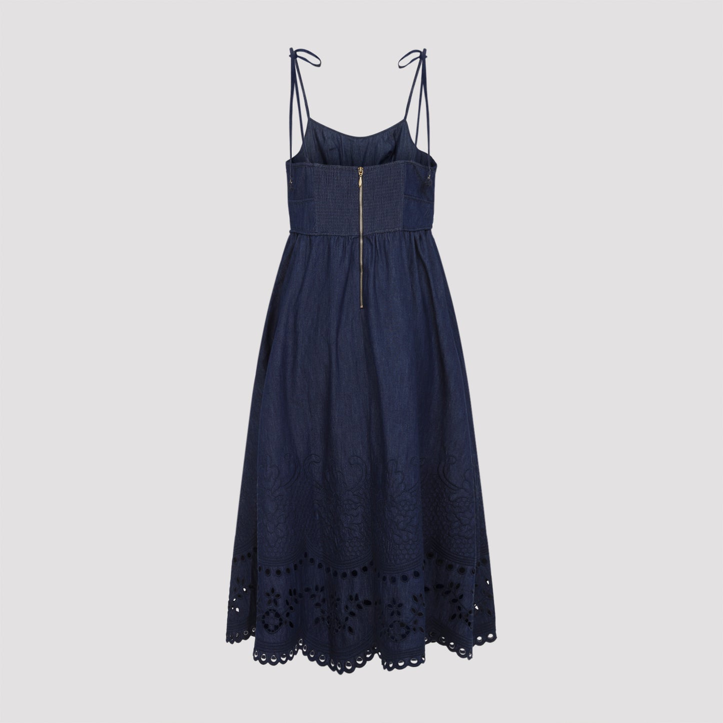Zimmerman Mahon Broderie Denim Midi Dress