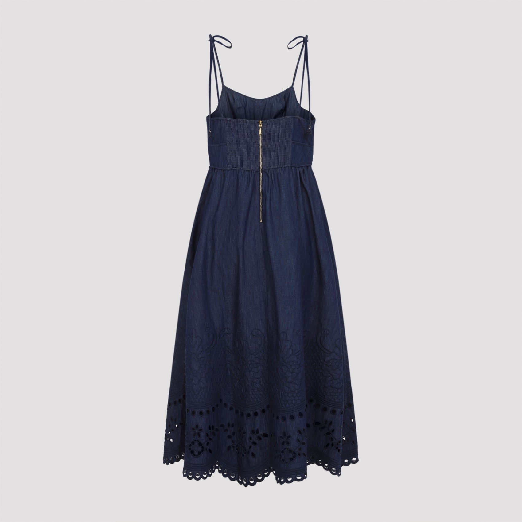 Zimmerman Mahon Broderie Denim Midi Dress