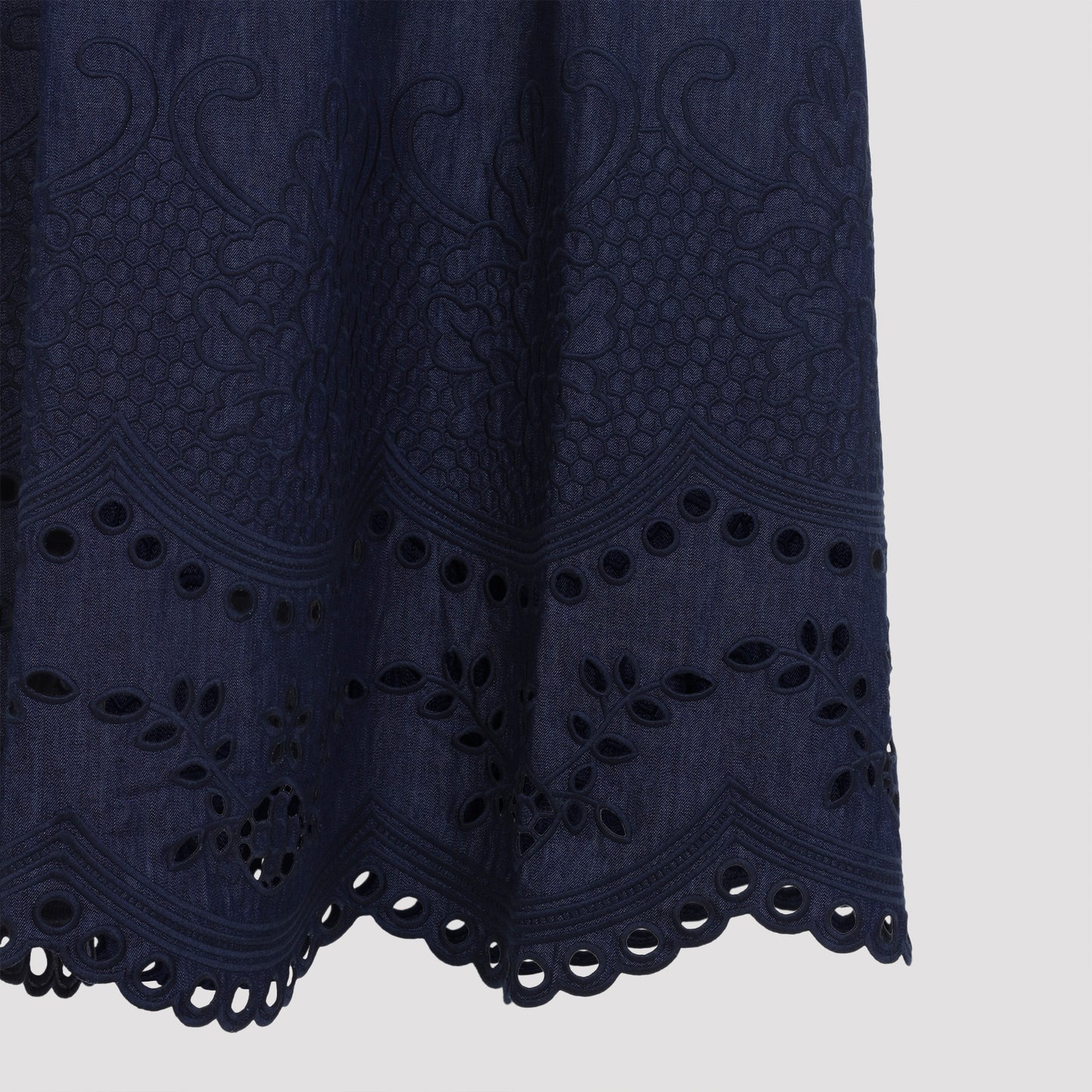 Zimmerman Mahon Broderie Denim Midi Dress