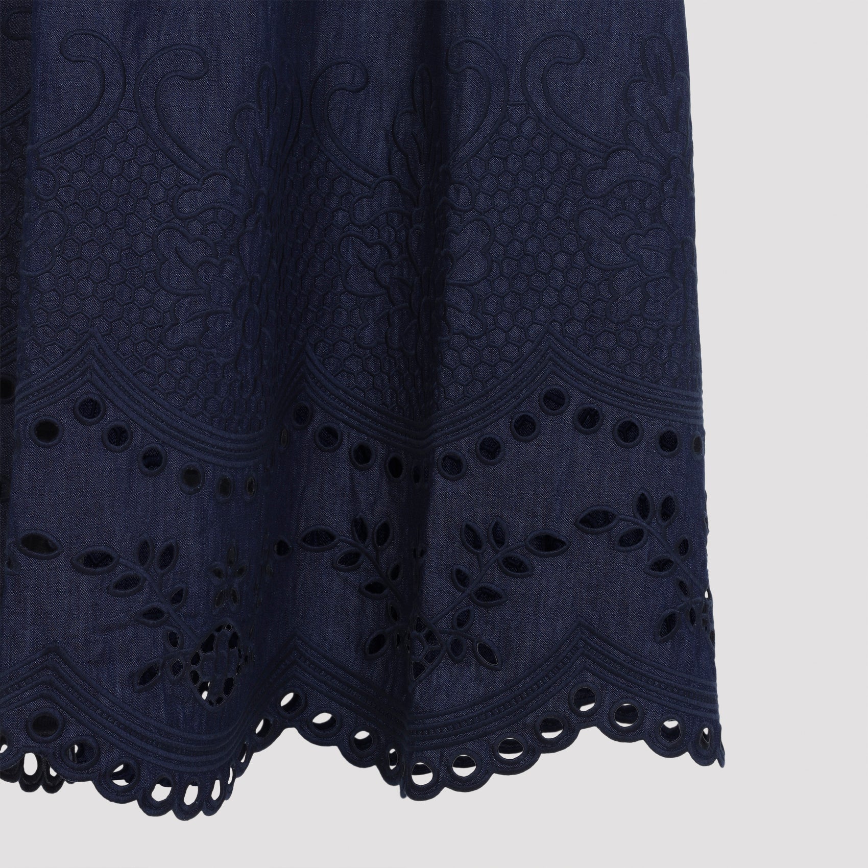 Zimmerman Mahon Broderie Denim Midi Dress